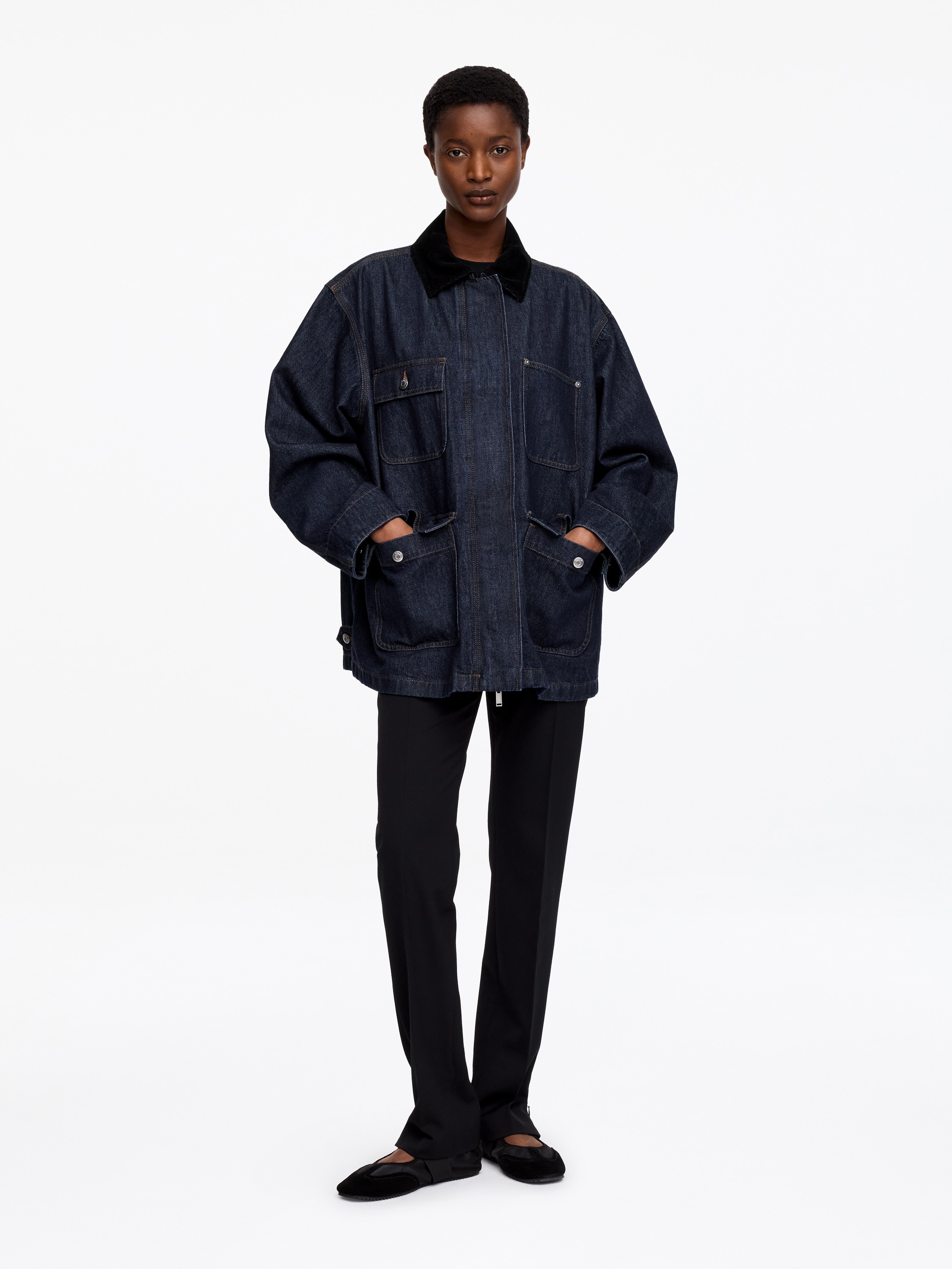 Oversized Denim Jacket – Dark Blue – ARKET NL