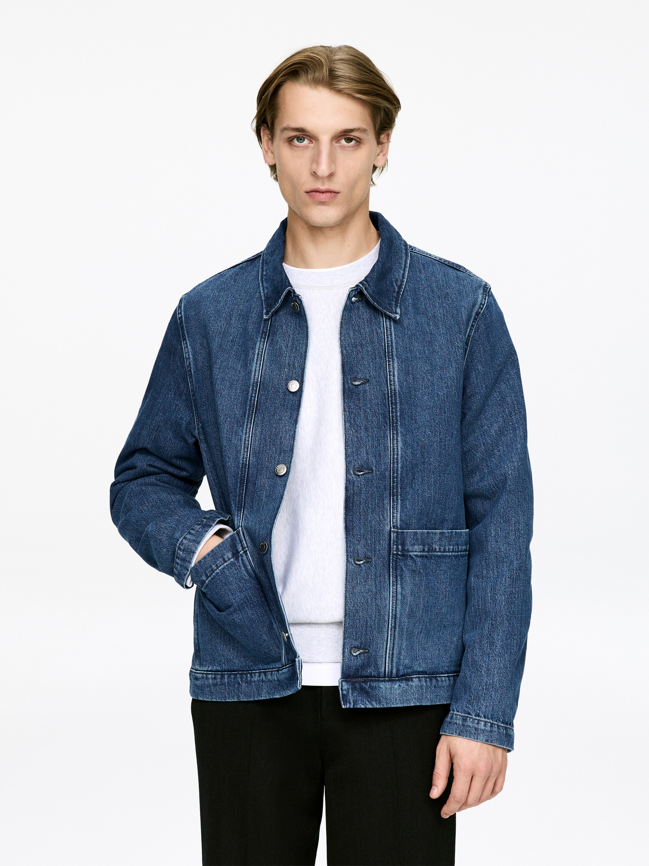 Visa större bild: Overshirt i denim - Tvättad blå - HERR | H&M FI 1