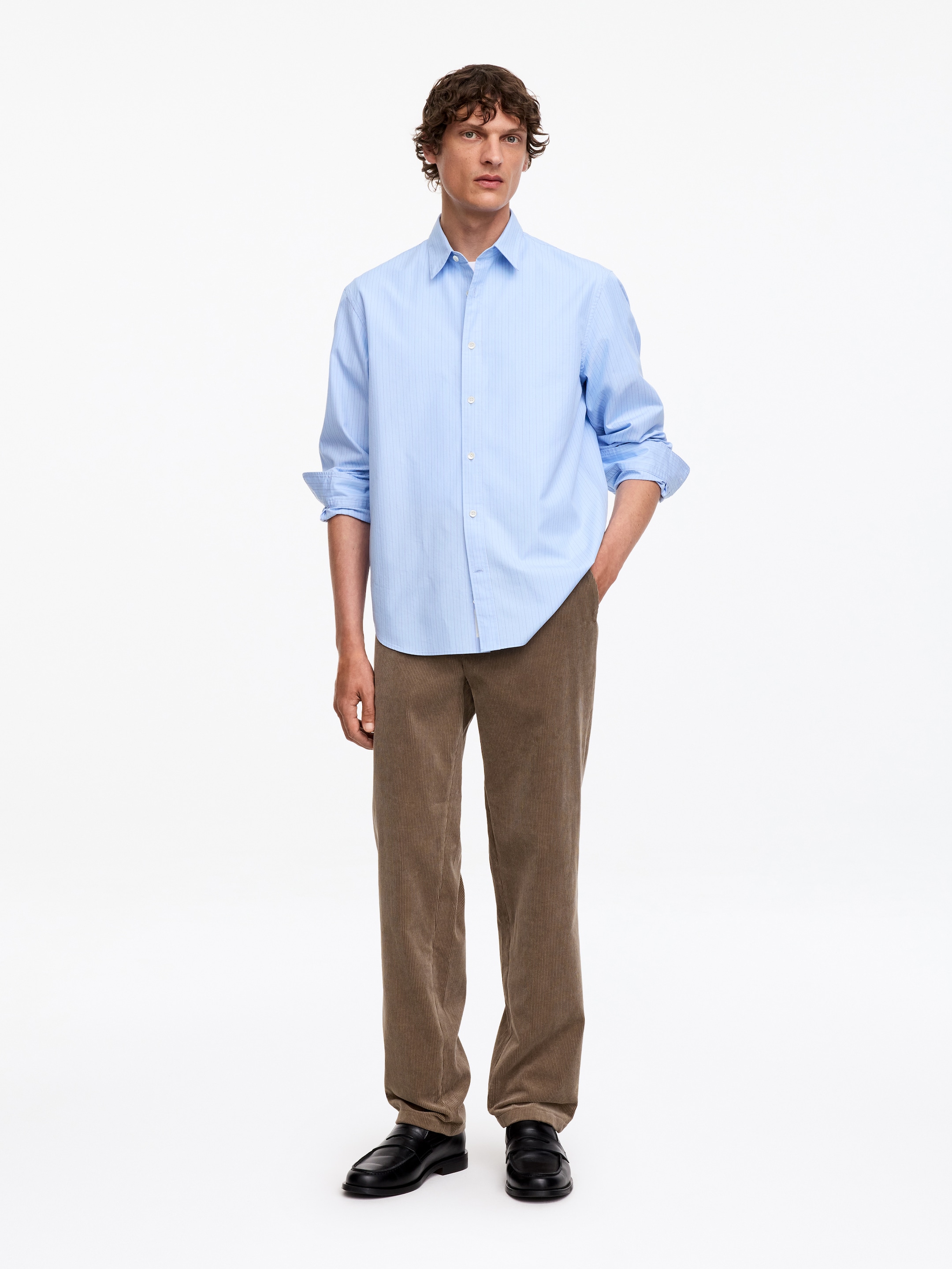 Regular Corduroy Trousers-Beige-20113