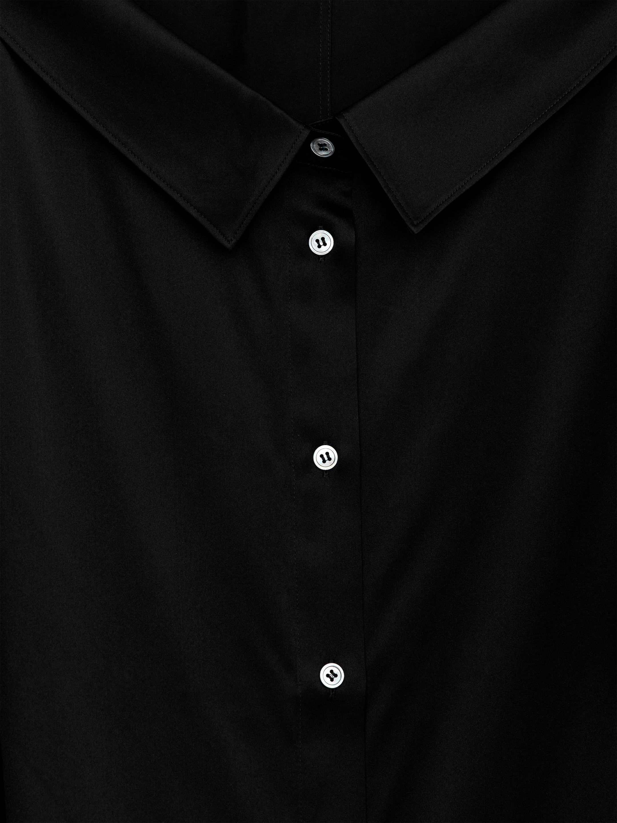 Open-Neck Silk Shirt - Black - Loose fit - Women - StillMedia/DescriptiveDetail - 1