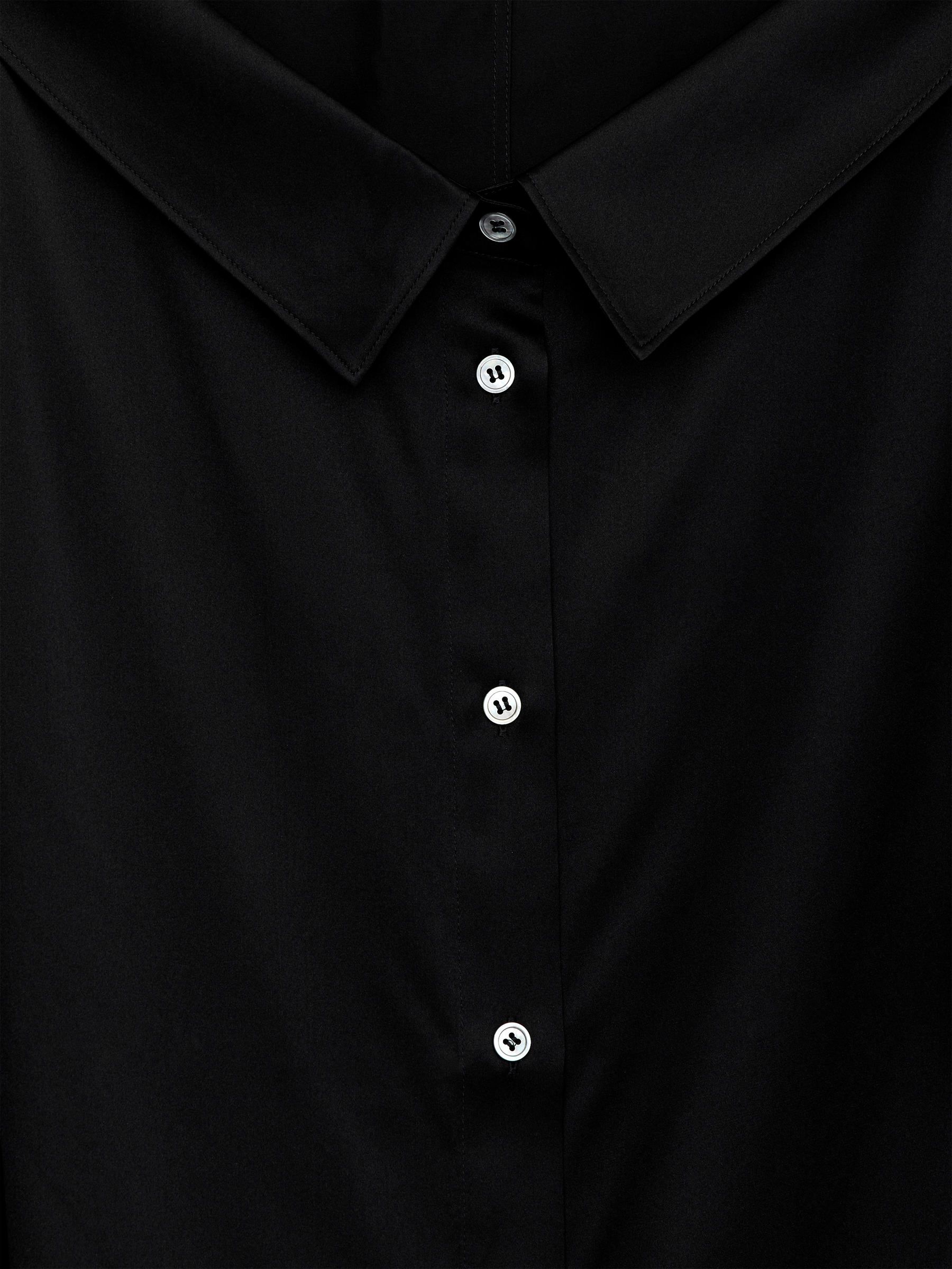 Open-Neck Silk Shirt - Black - Loose fit - Women - StillMedia/DescriptiveDetail - 1