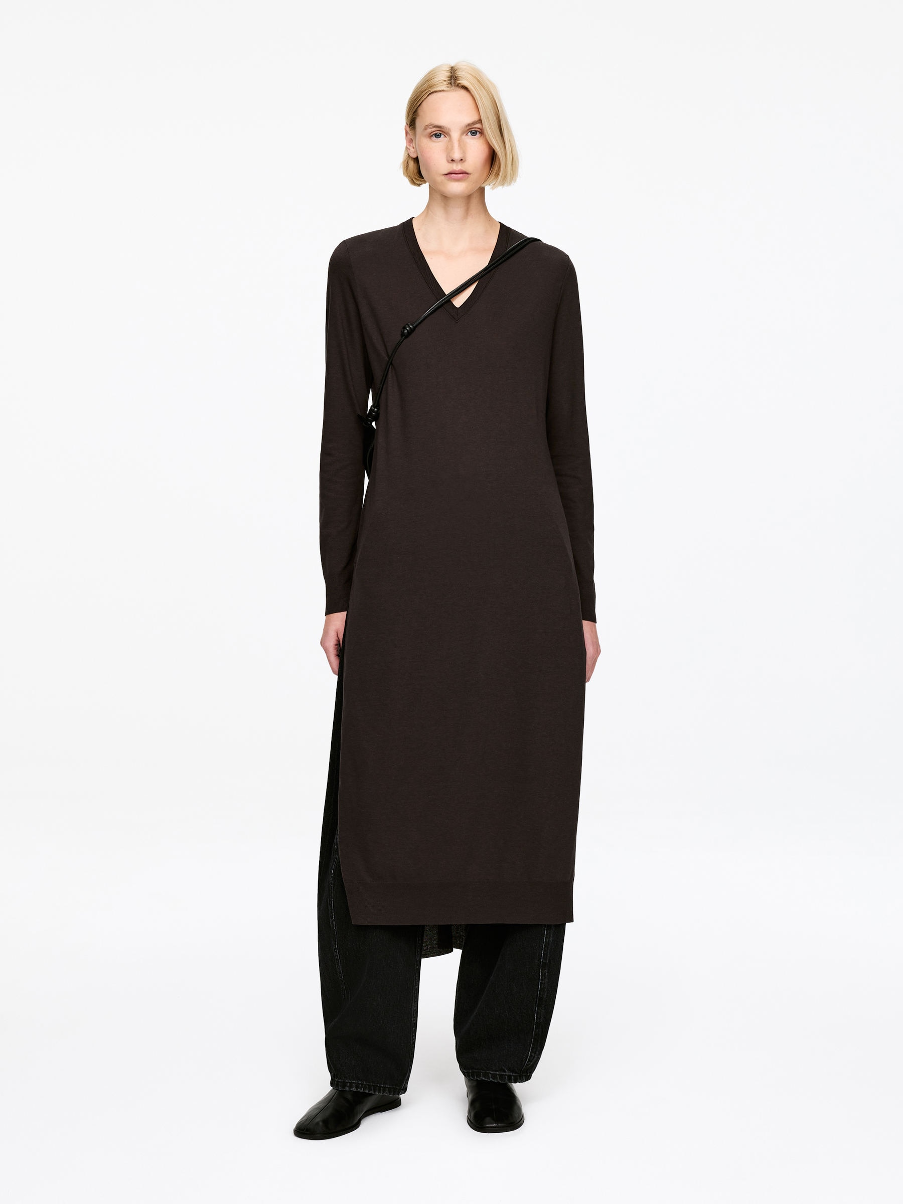 Lyocell-Cotton Tunic Top-#3C2A2B-18160