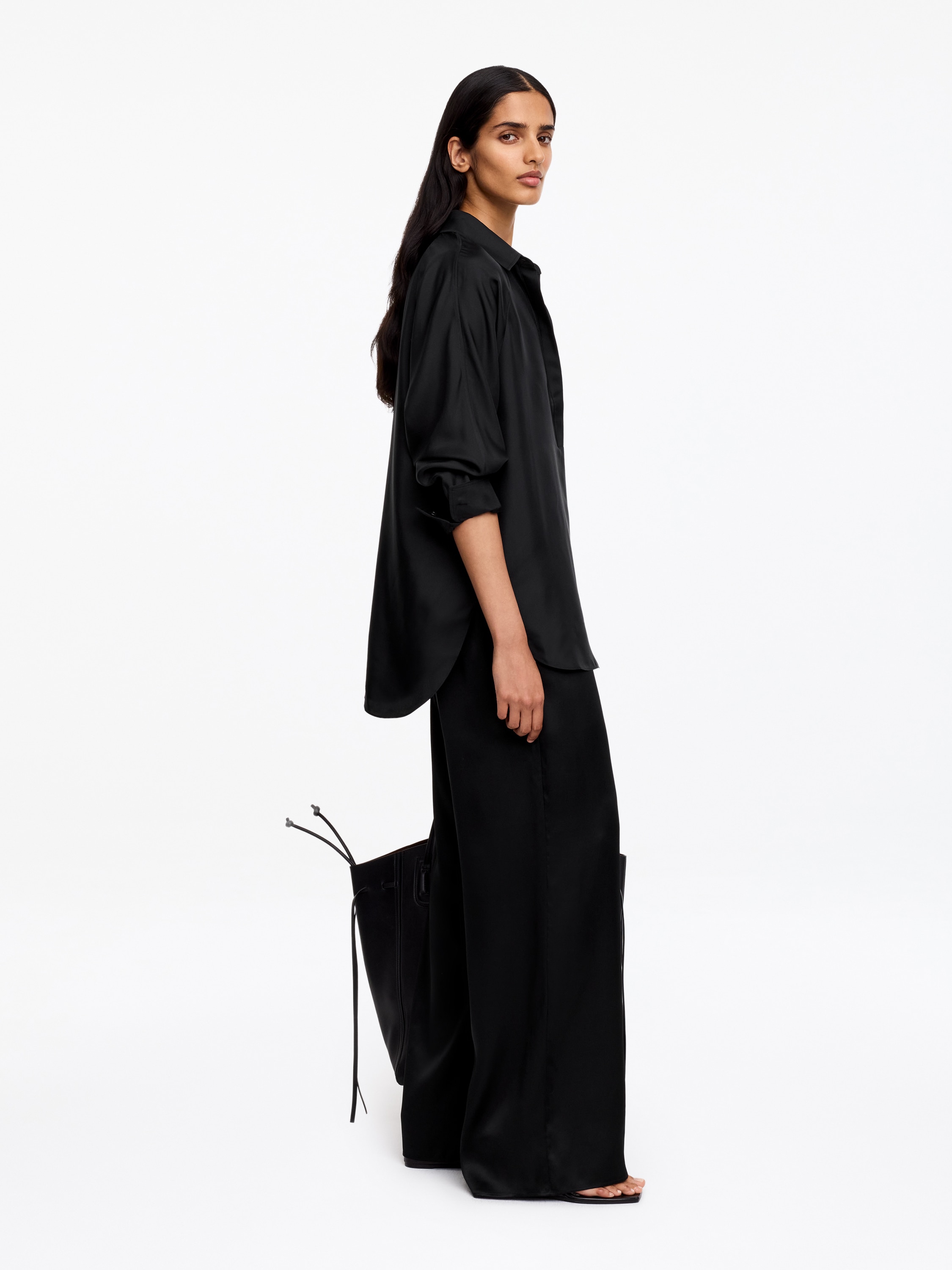 Silk Twill Shirt – Black – Women – ARKET EU