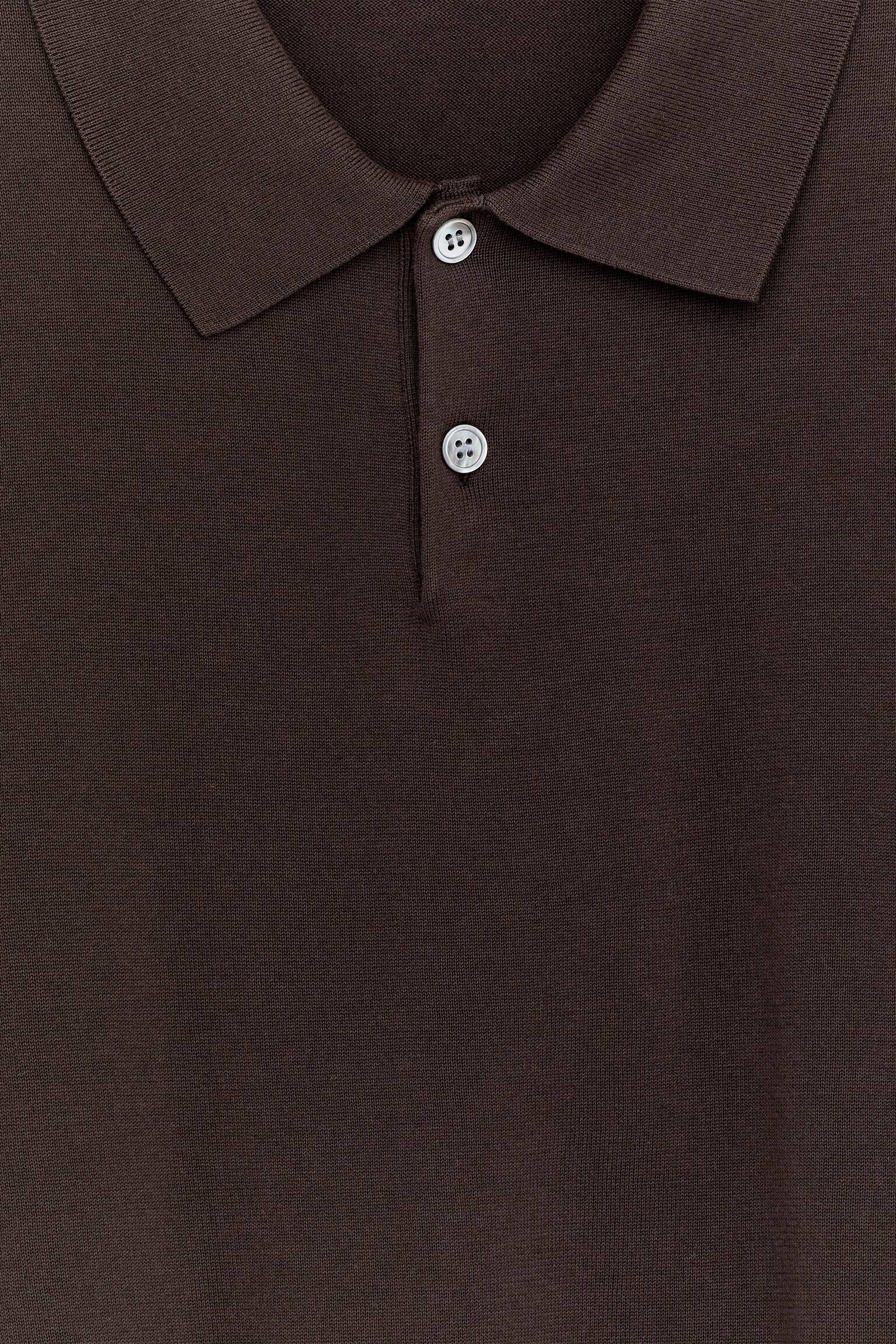 Polo shirt i bomull - Mörkbrun/Ljus mullvad - 5