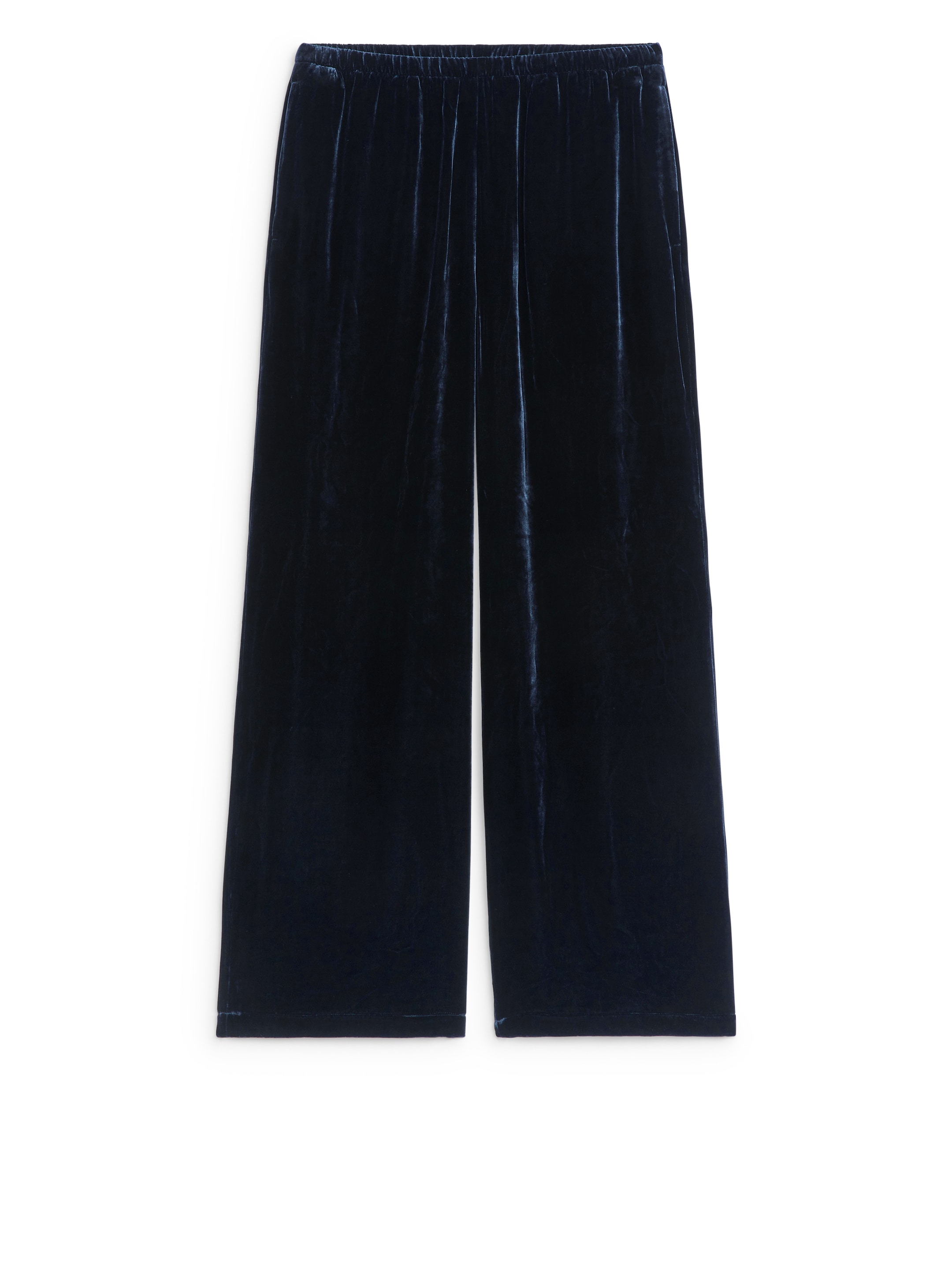 Näytä suurempi kuva: Velvet Trousers - Tummansininen - NAISET | H&M FI 1