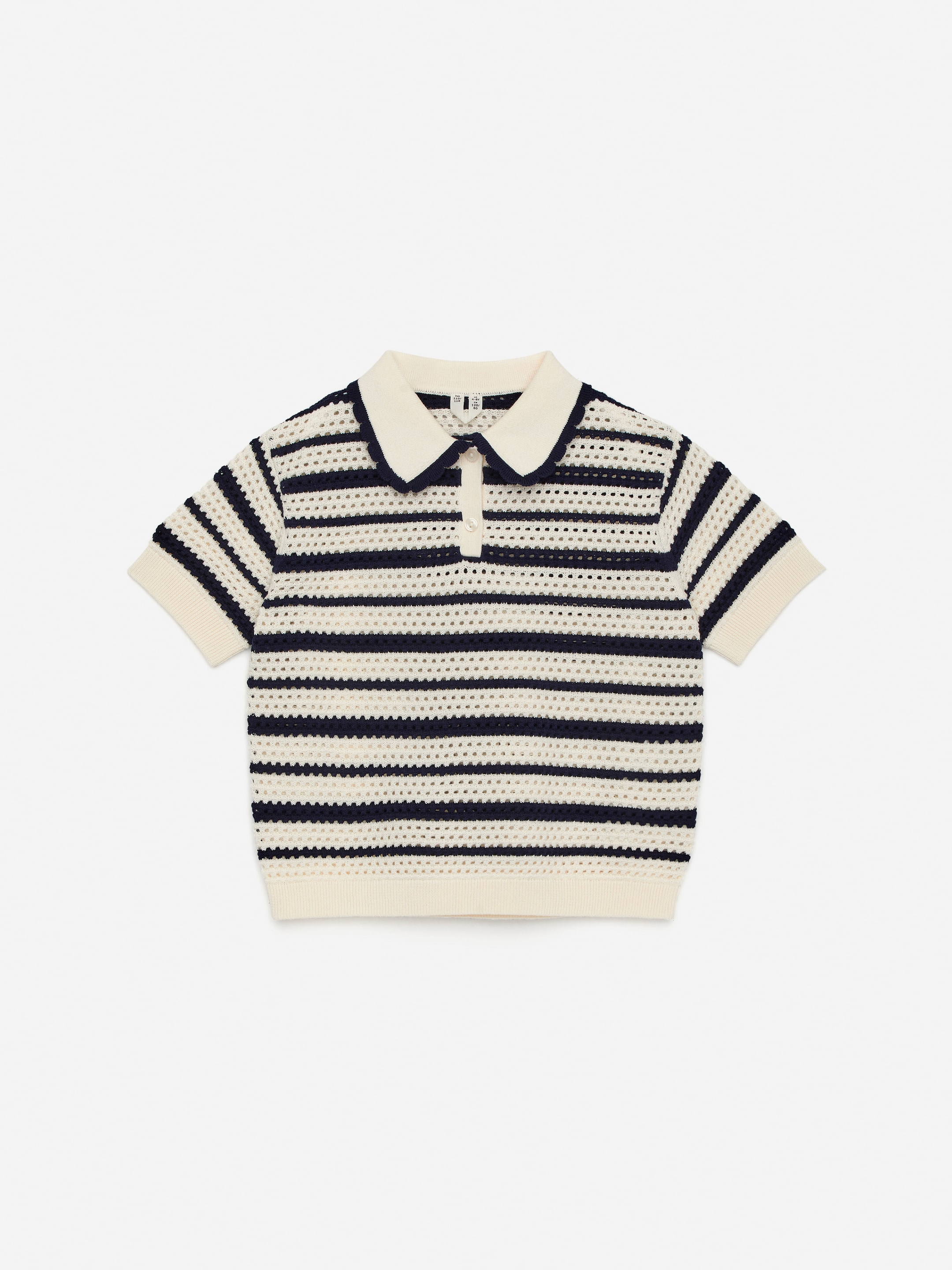 Zobacz większy obraz: Top z dzianiny z wykończeniem pointelle - Ciemnoniebieski / Złamana biel - Dziecko | H&M PL 1