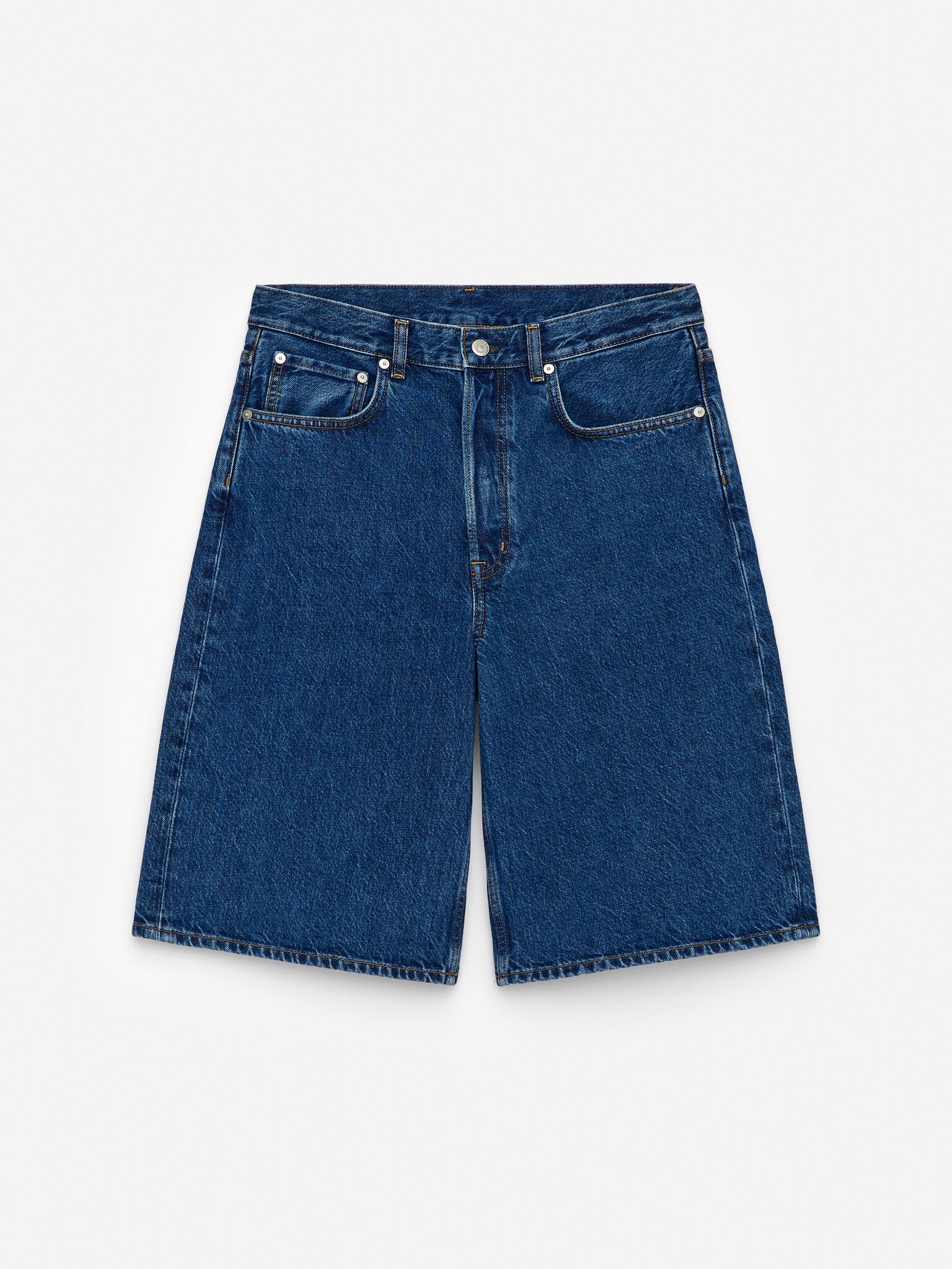 Short long en jean - Bleu foncé/Blanc - 2