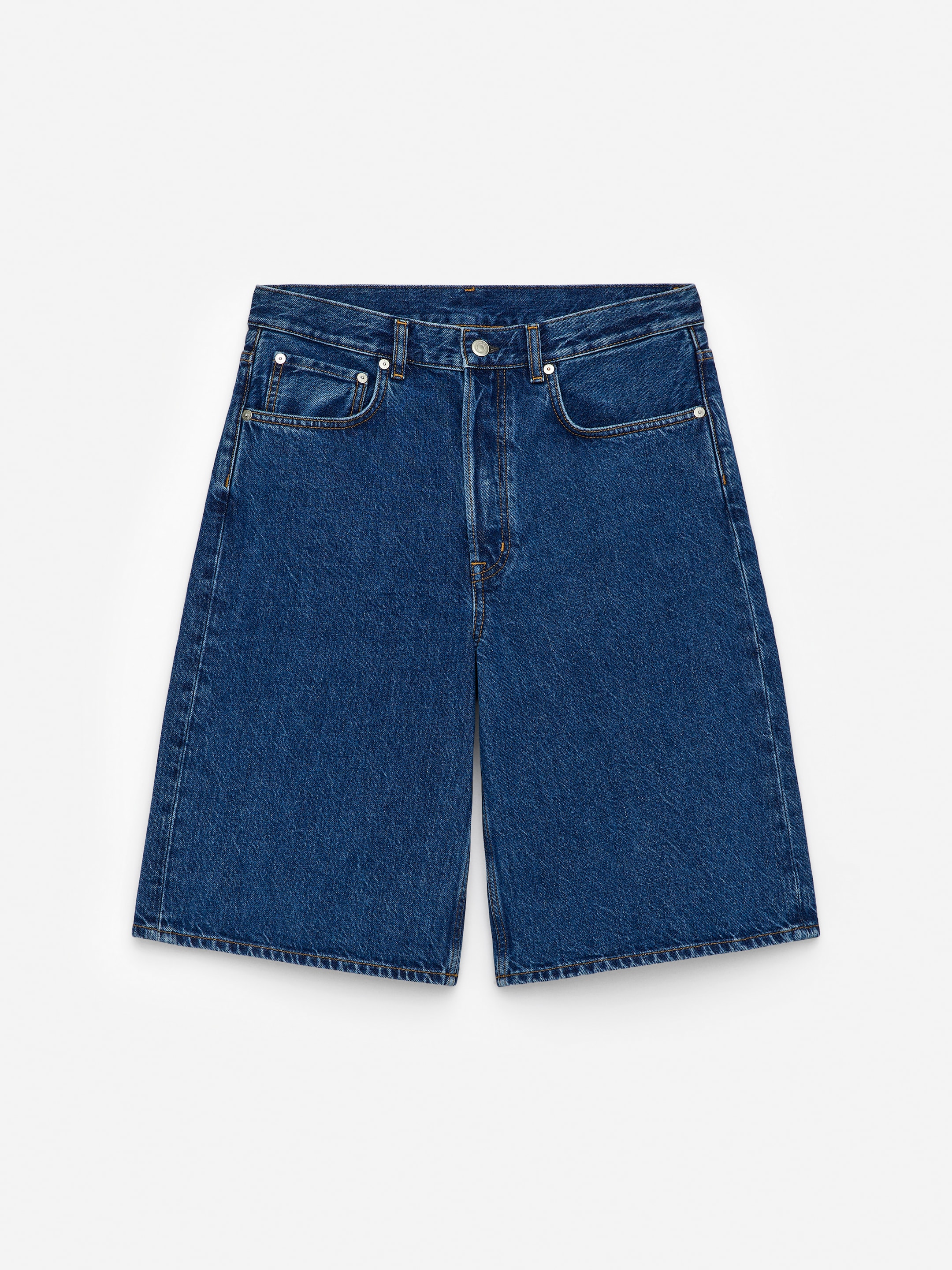 Pantalones cortos denim largos-#455F8E-15357