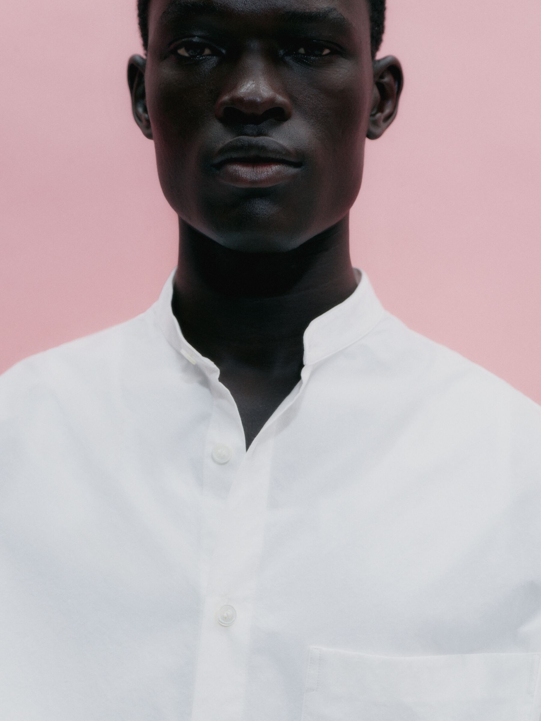 Band-Collar Poplin Shirt-#F4F3E9-18243