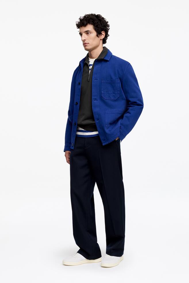 Half Zip Polo Shirt - Dark Blue/Faded Blue - 3