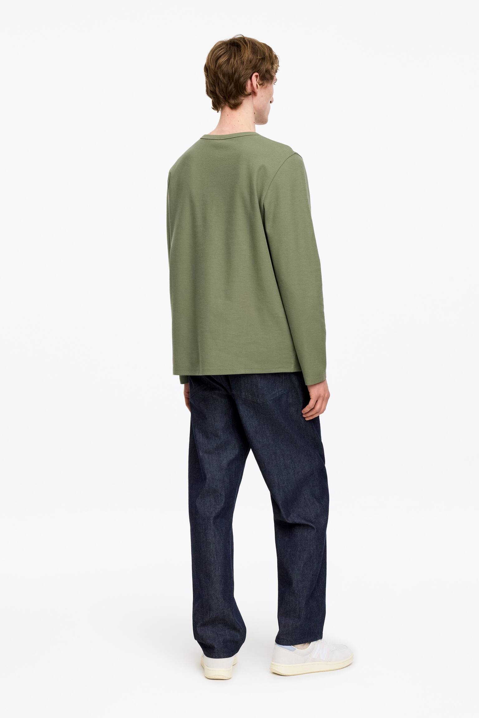 Nauwsluitend henley-shirt - Kakigroen/Zwart - 5