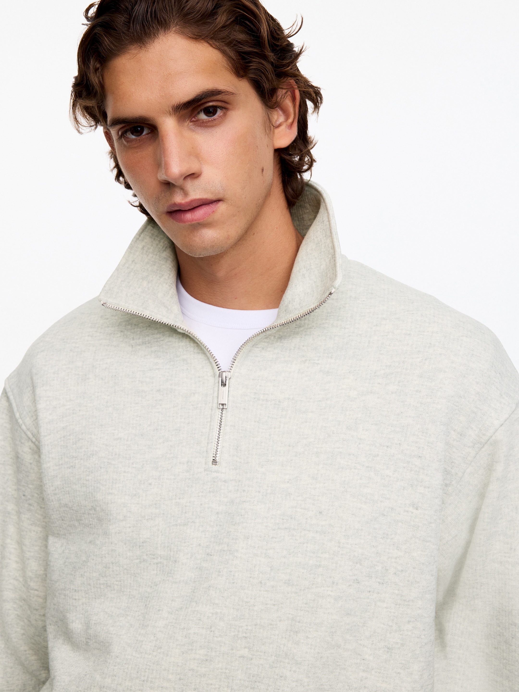 Half-Zip Lounge Sweatshirt - Grey Melange - Relaxed fit - men - StillMedia/Lookbook - 2
