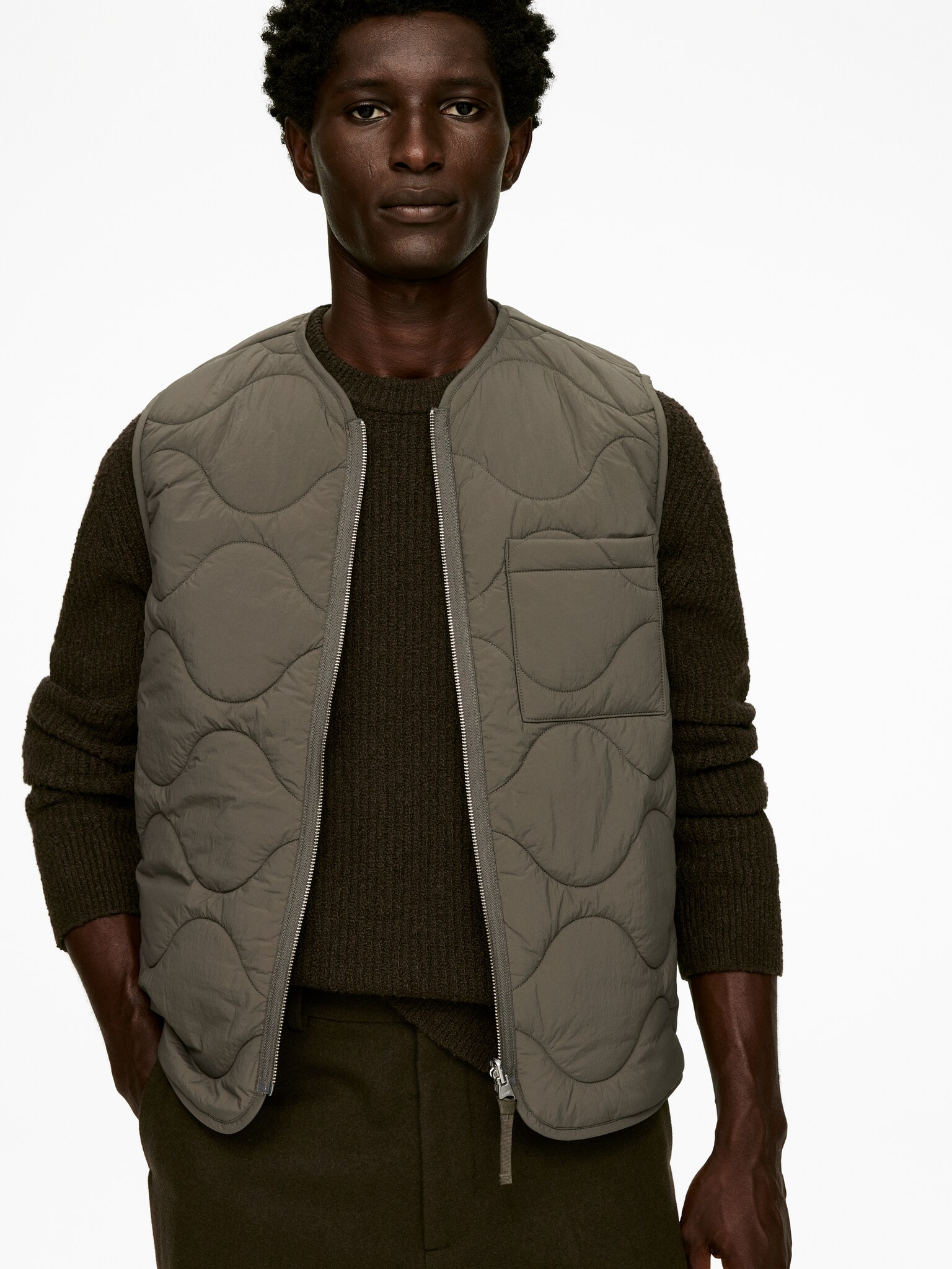 Veste matelassée sans manches 2-en-1 - Vert kaki/Bleu foncé/Noir/Rouge brun/Vert - 6