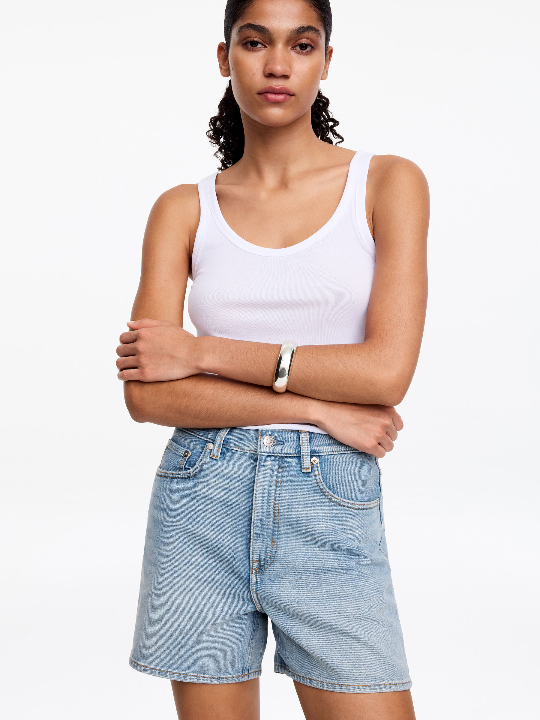 Dżinsowe szorty - Sprany niebieski - Fason normalny - Women - StillMedia/Lookbook - 7