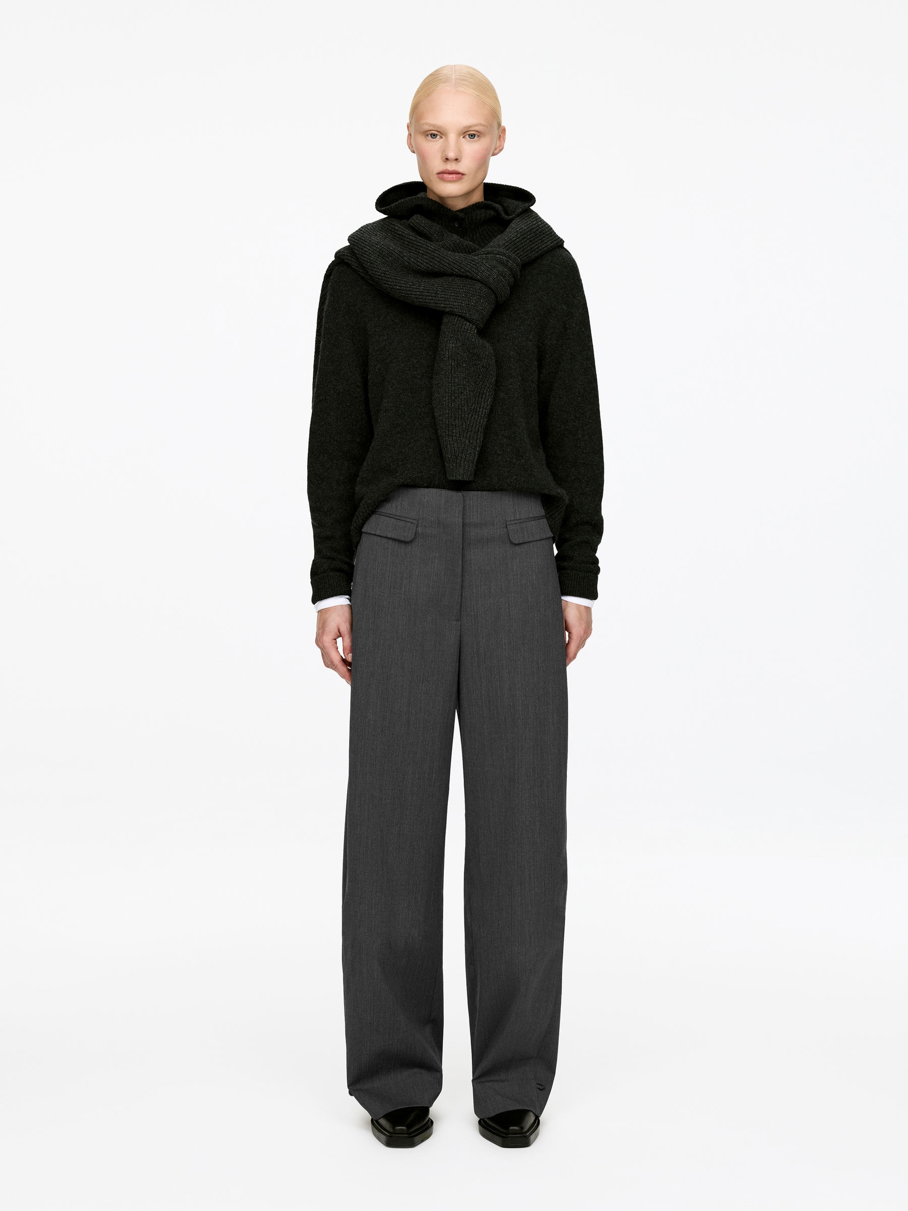 Skräddad byxa i ullblandning - Grå - Regular fit - Women - StillMedia/Lookbook - 3