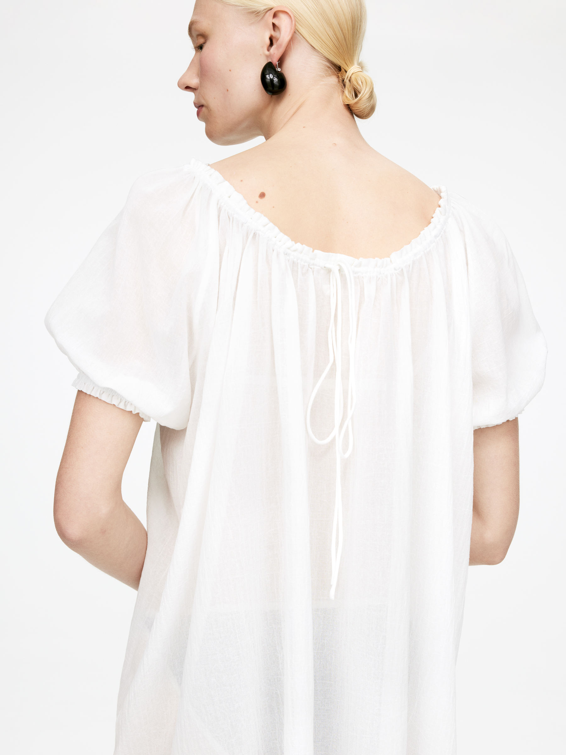 Cotton Voile Beach Dress - Off White - Loose fit - Women - StillMedia/Lookbook - 3