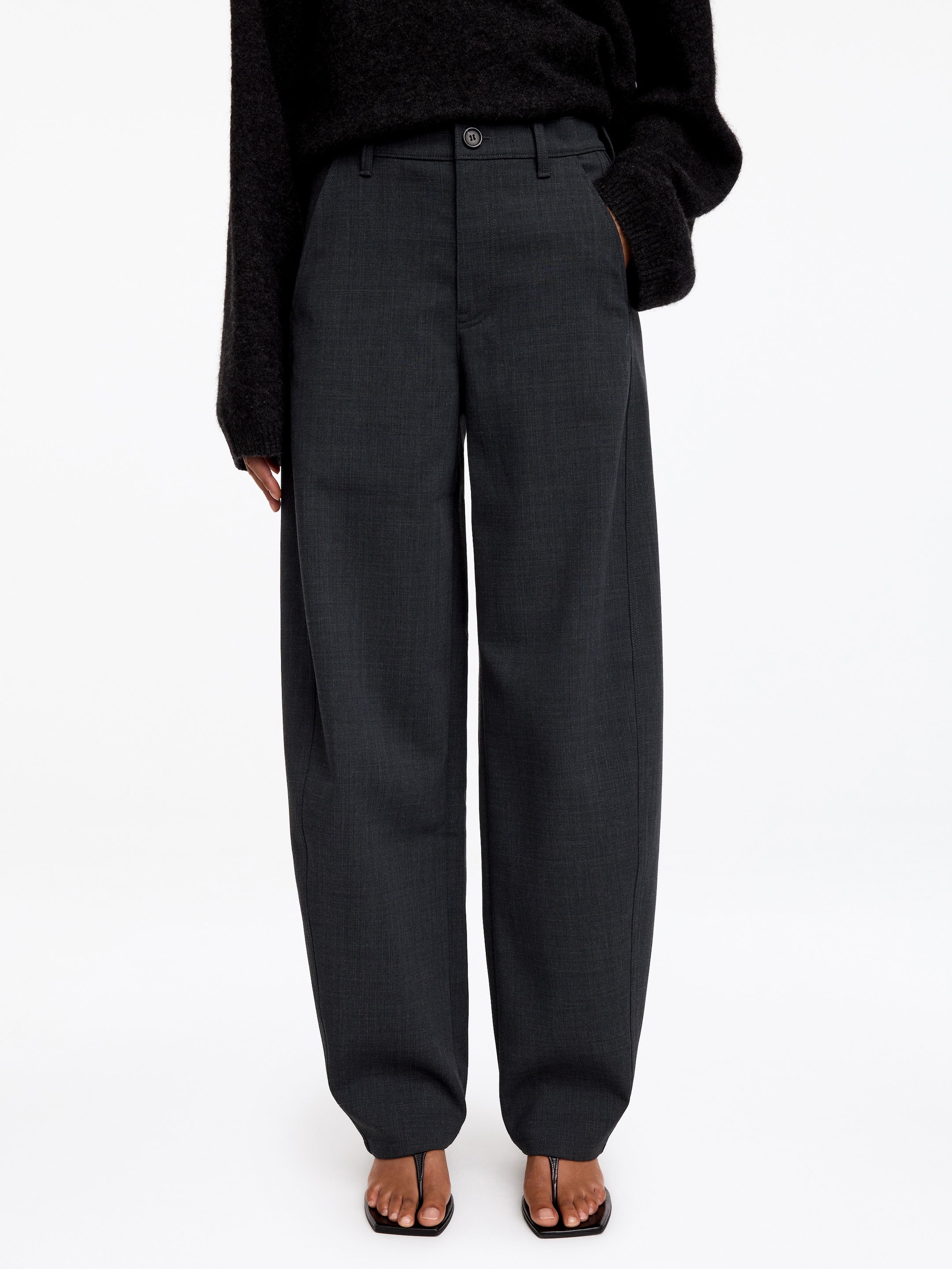 Pantaloni barrel in misto lana - Grigio scuro - Relaxed fit - women - StillMedia/Lookbook - 5