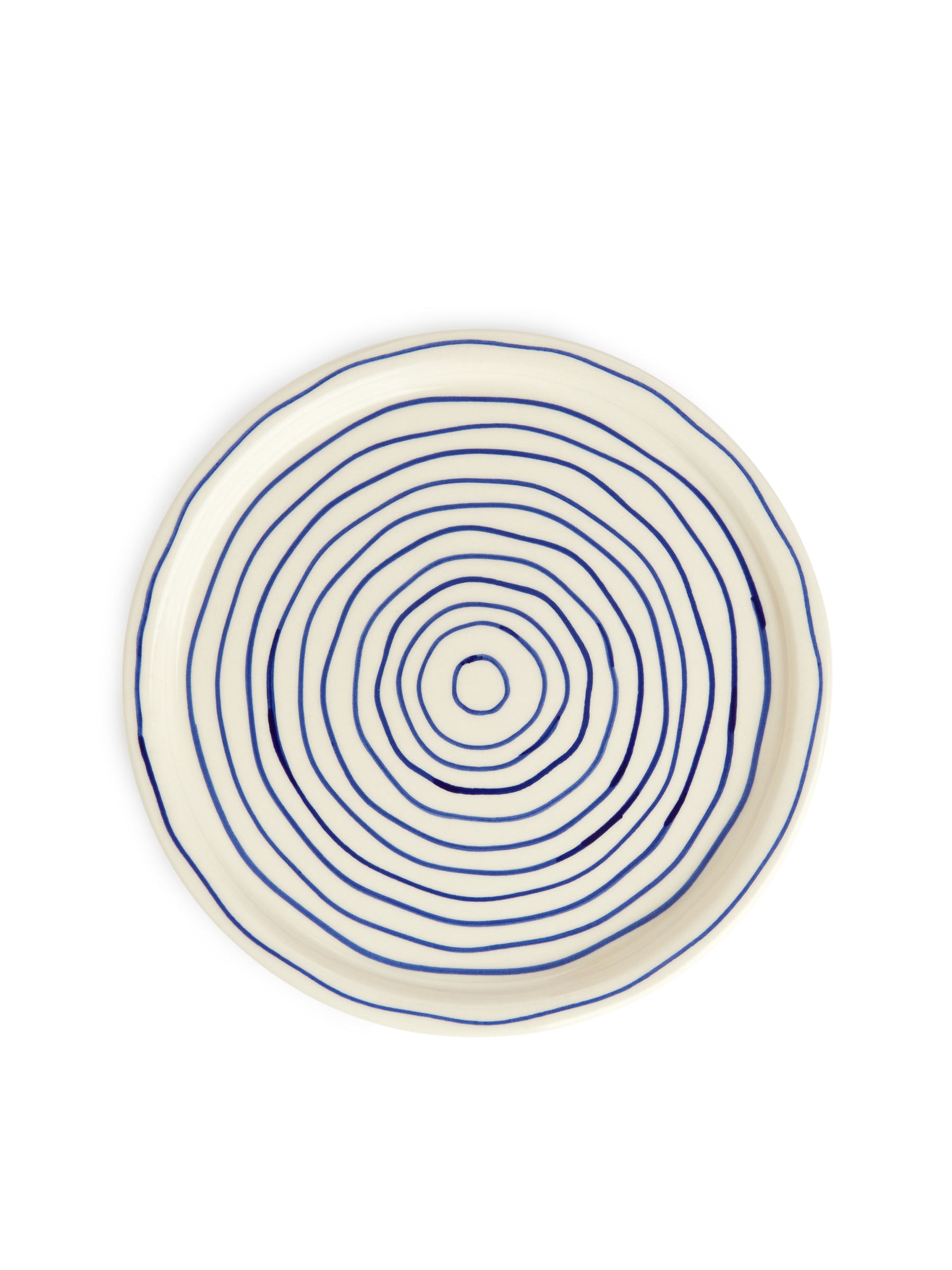 Steingutteller, 22 cm - Cremeweiß/Dunkelblau - Haushaltswaren - StillMedia/DescriptiveStillLife - 1