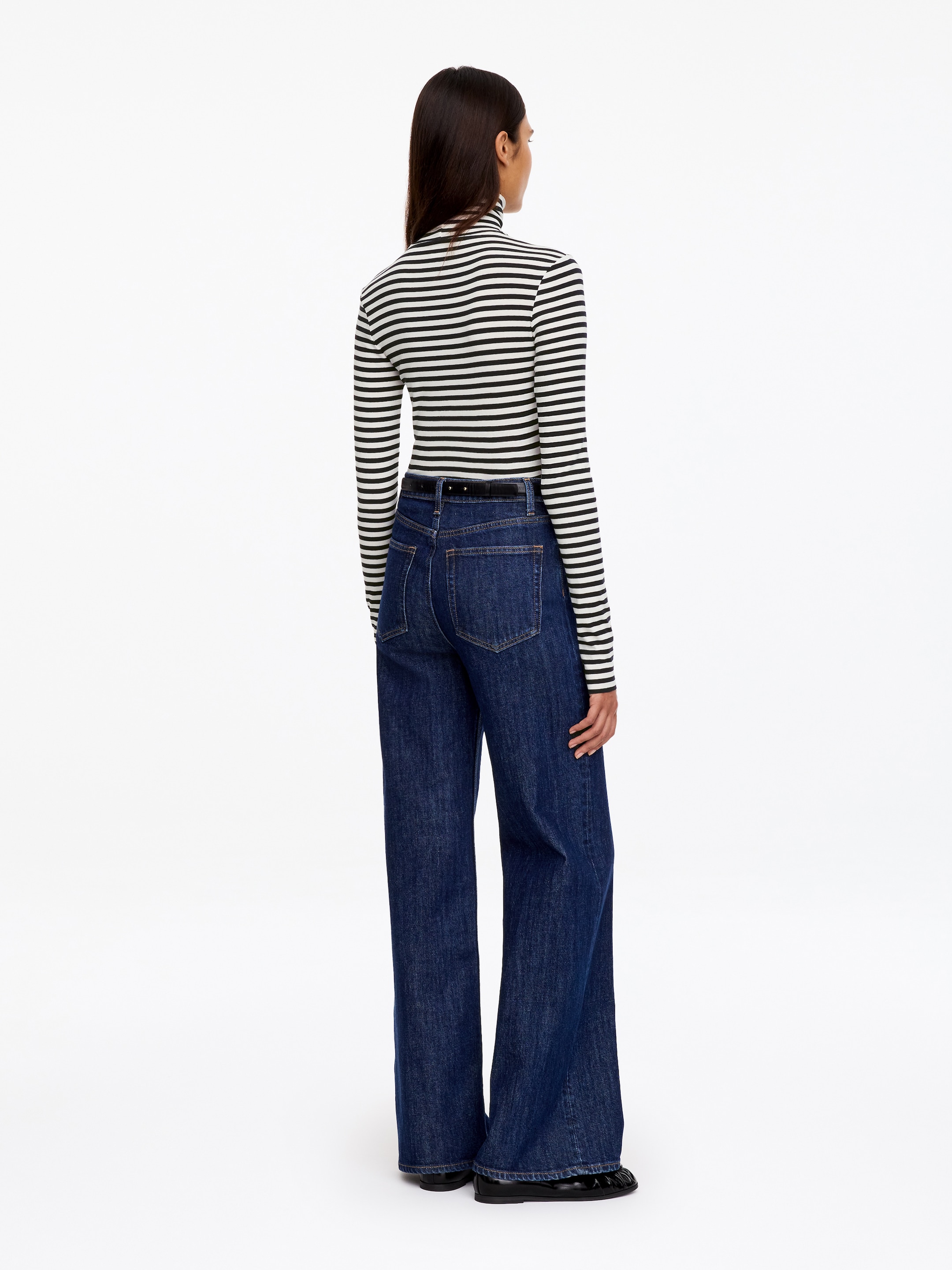 Rollkragenoberteil aus Baumwolle - Dunkelblau/Weiß - Slim Fit - women - StillMedia/Lookbook - 3