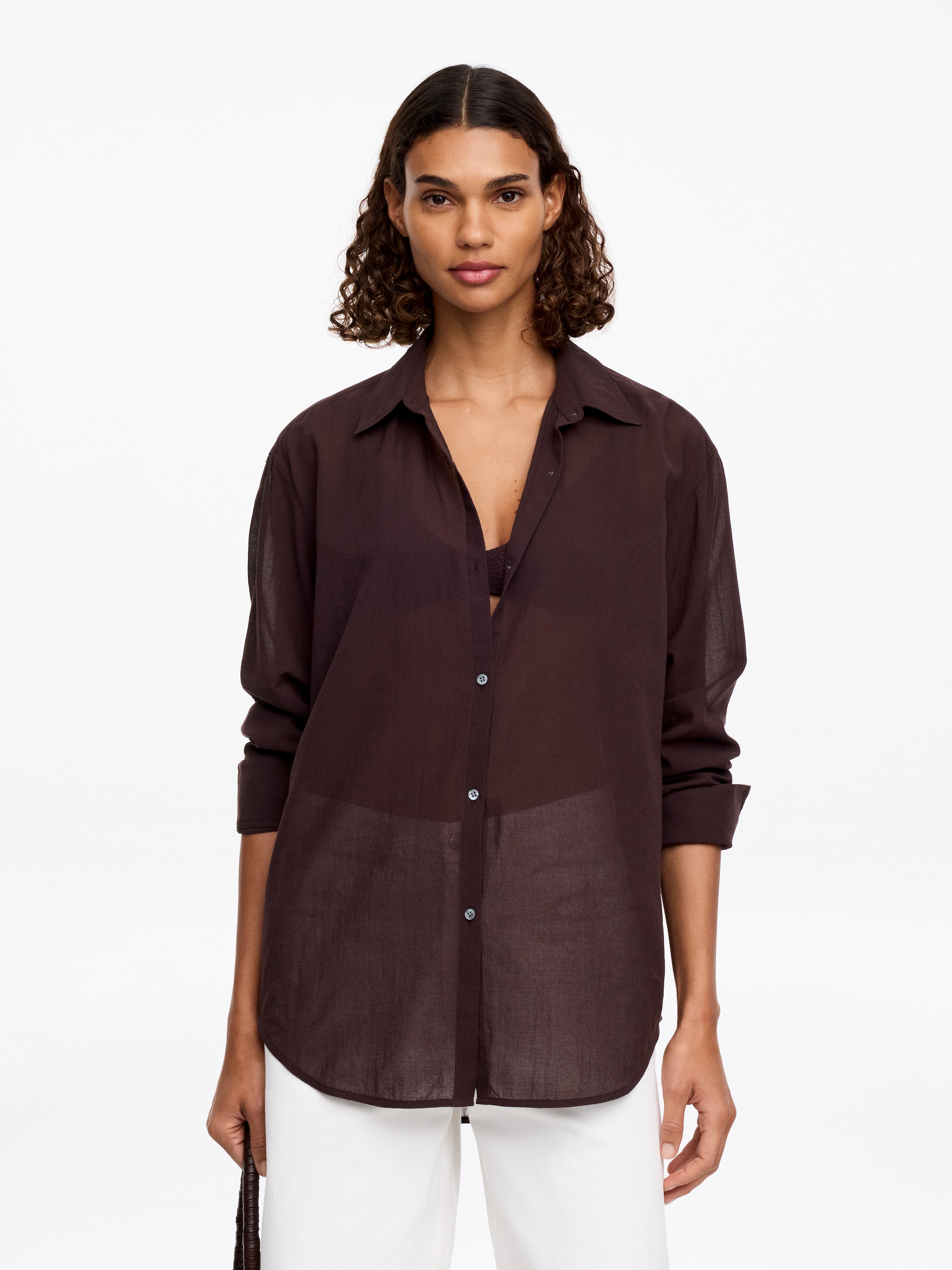 Relaxed Crêpe Shirt-#443034-19262