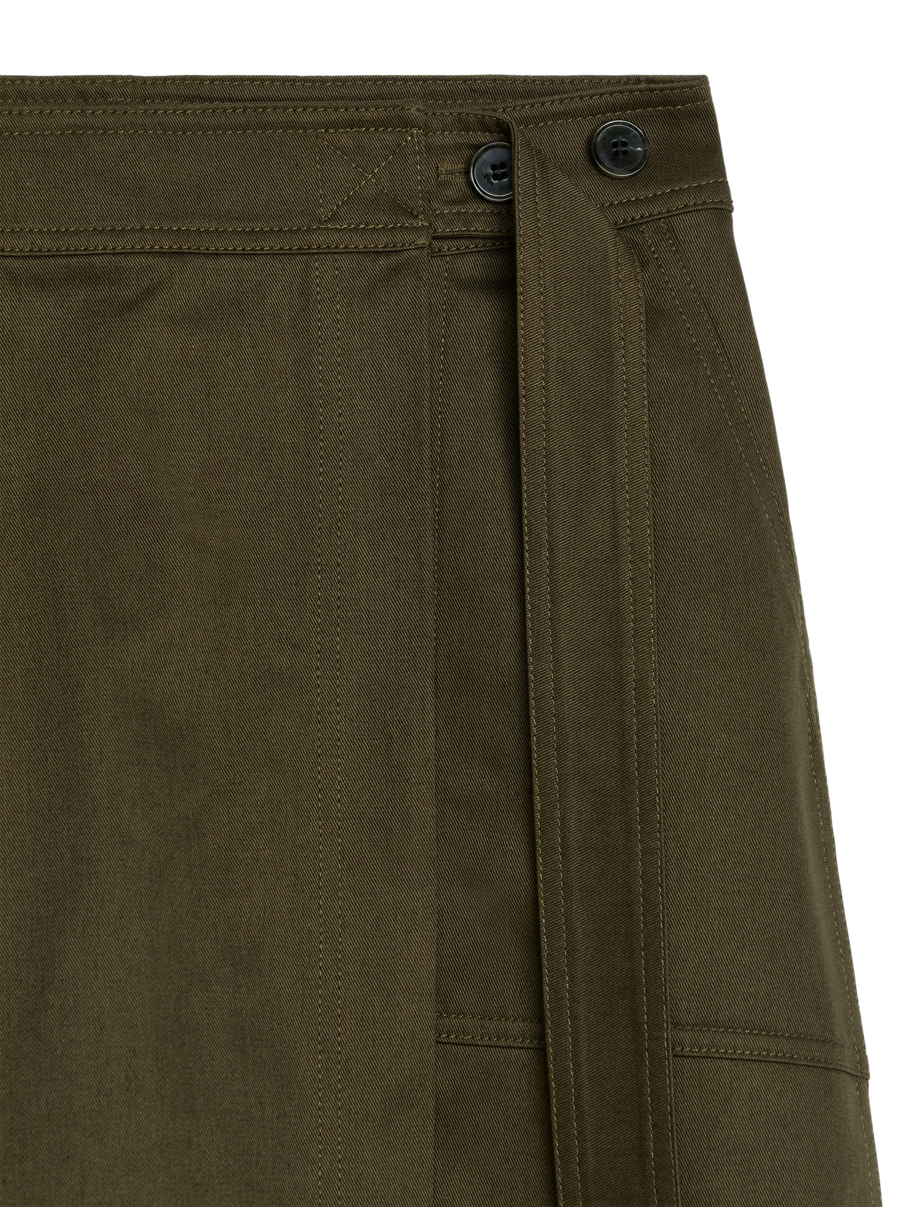 Cotton Wrap Skirt - Khaki Green - Regular fit - Women - StillMedia/DescriptiveDetail - 1