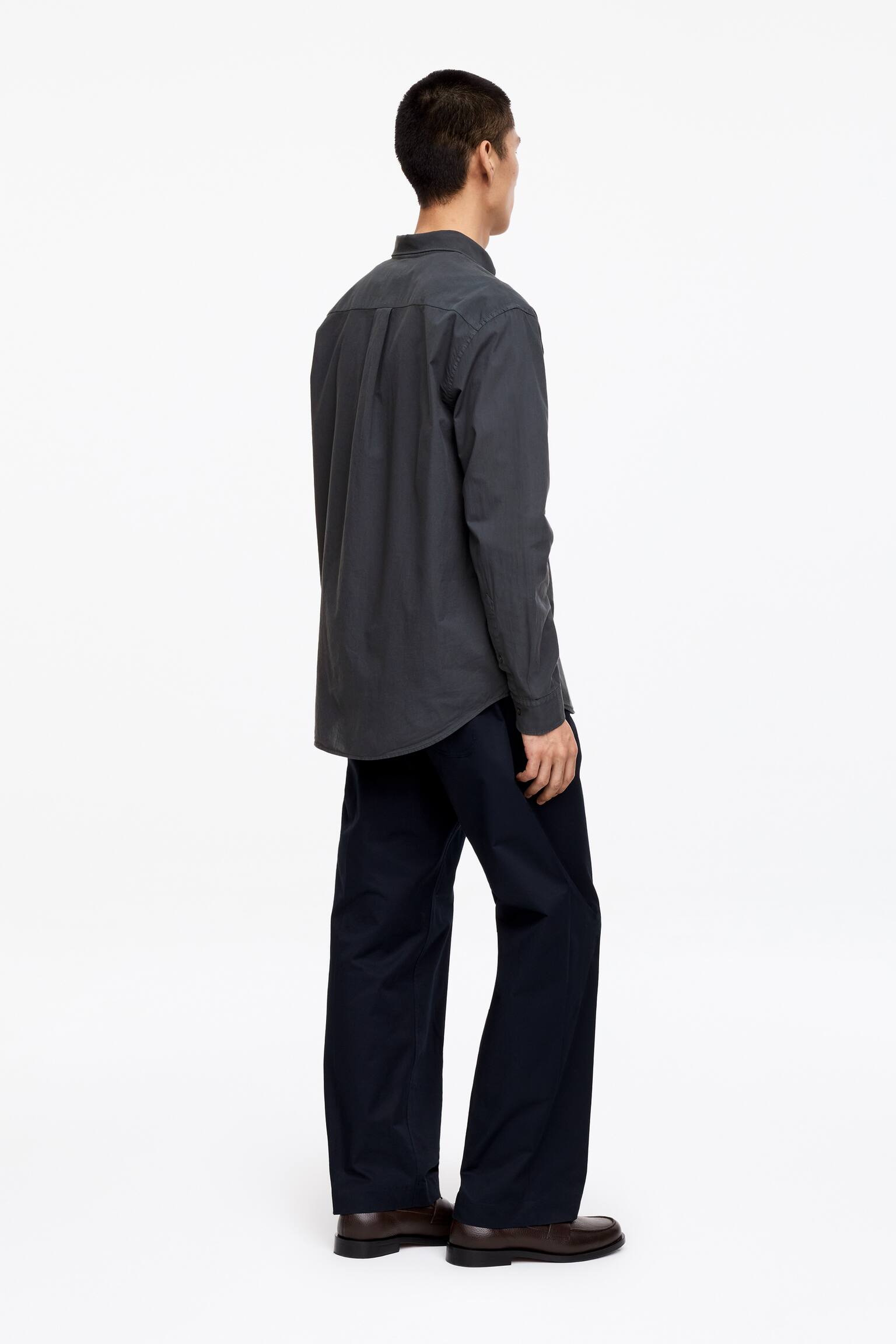 Ruimvallend overhemd van popeline - Donkerblauw/grijs/Beige/Middenblauw - 3