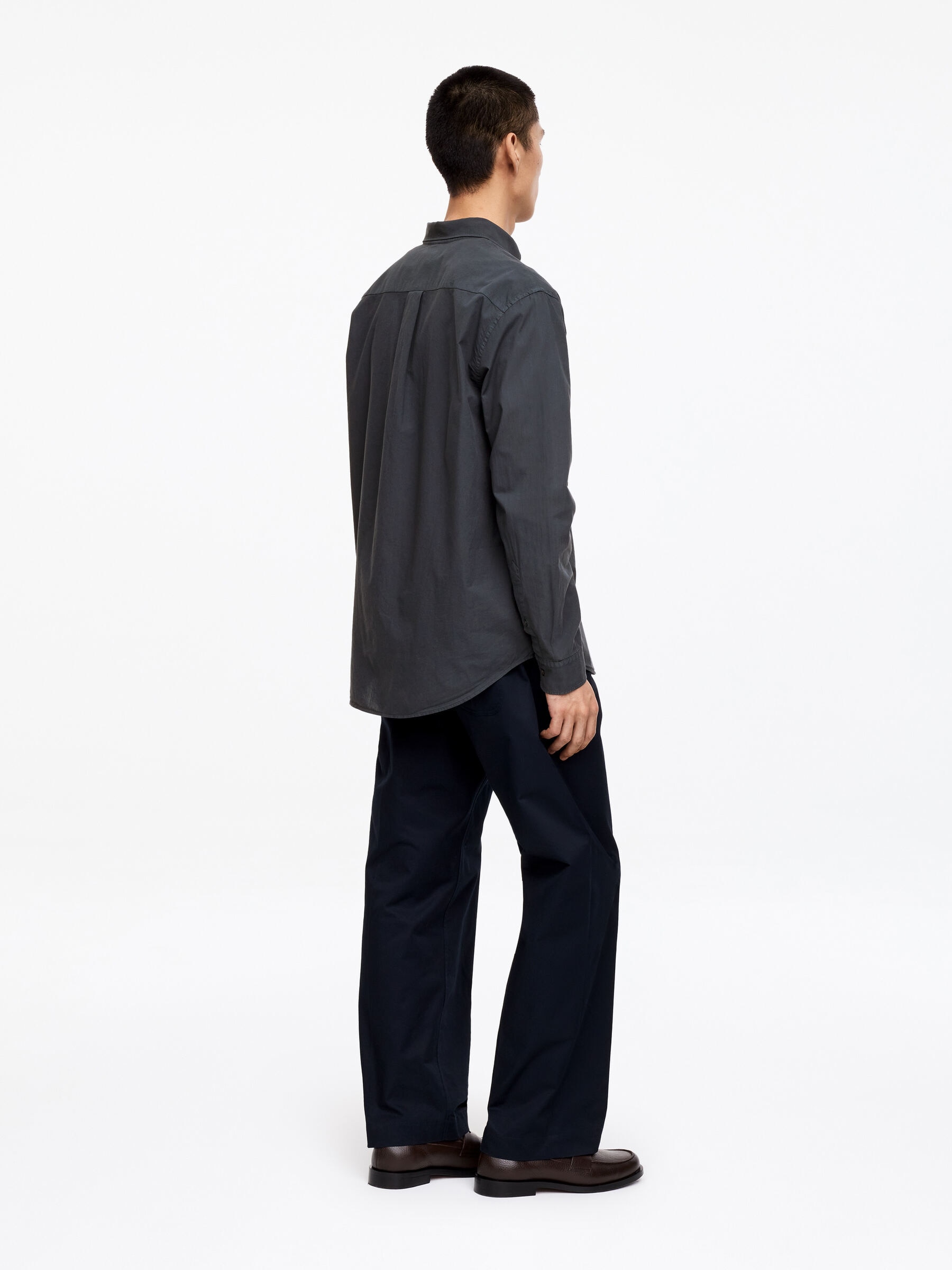 Vid poplinskjorta - Mörkblå - Relaxed fit - Men - StillMedia/Lookbook - 7