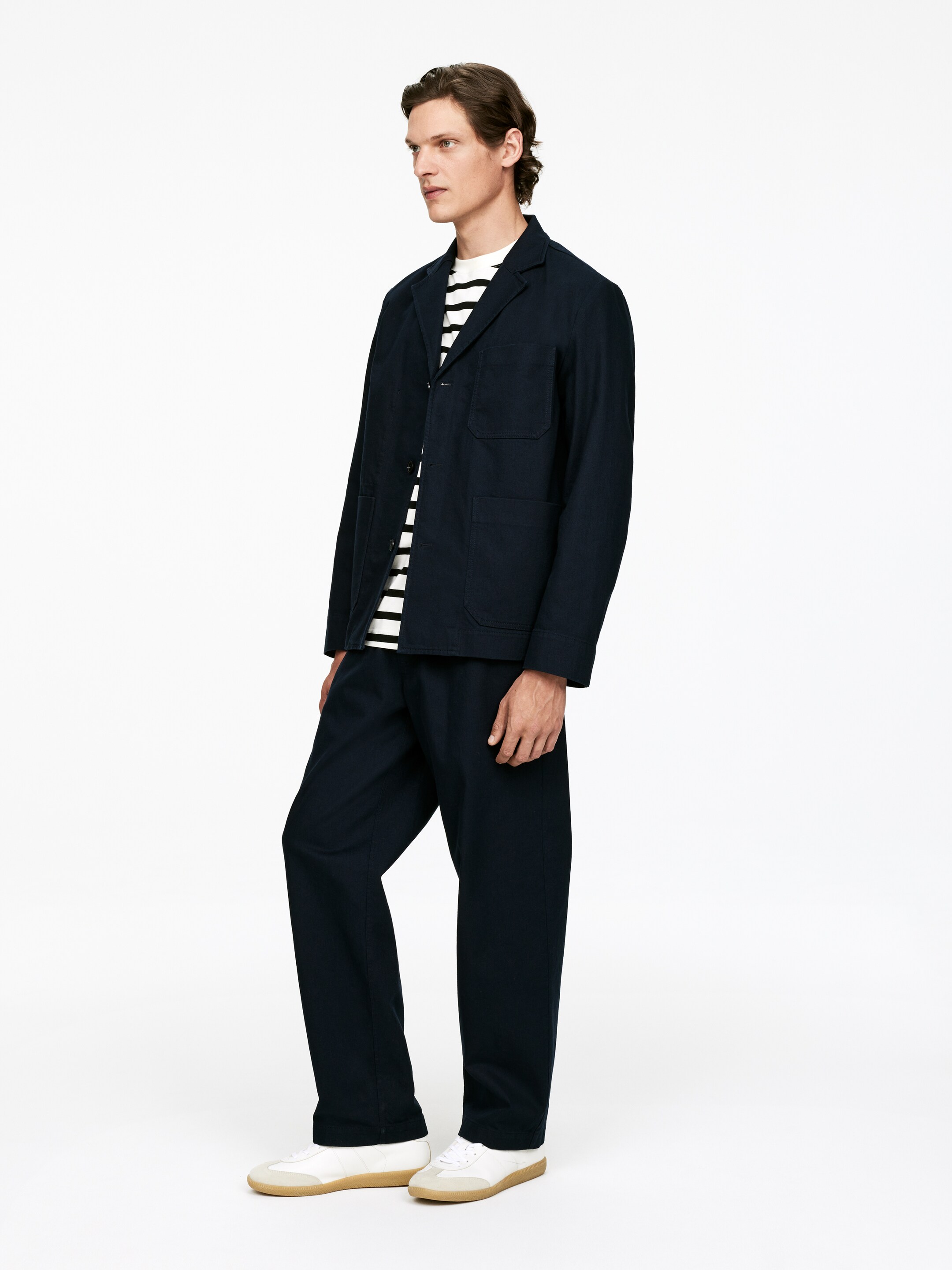 Ver imagem maior: Blazer em linho de algodão - Azul escuro - HOMEM | H&M PT 4