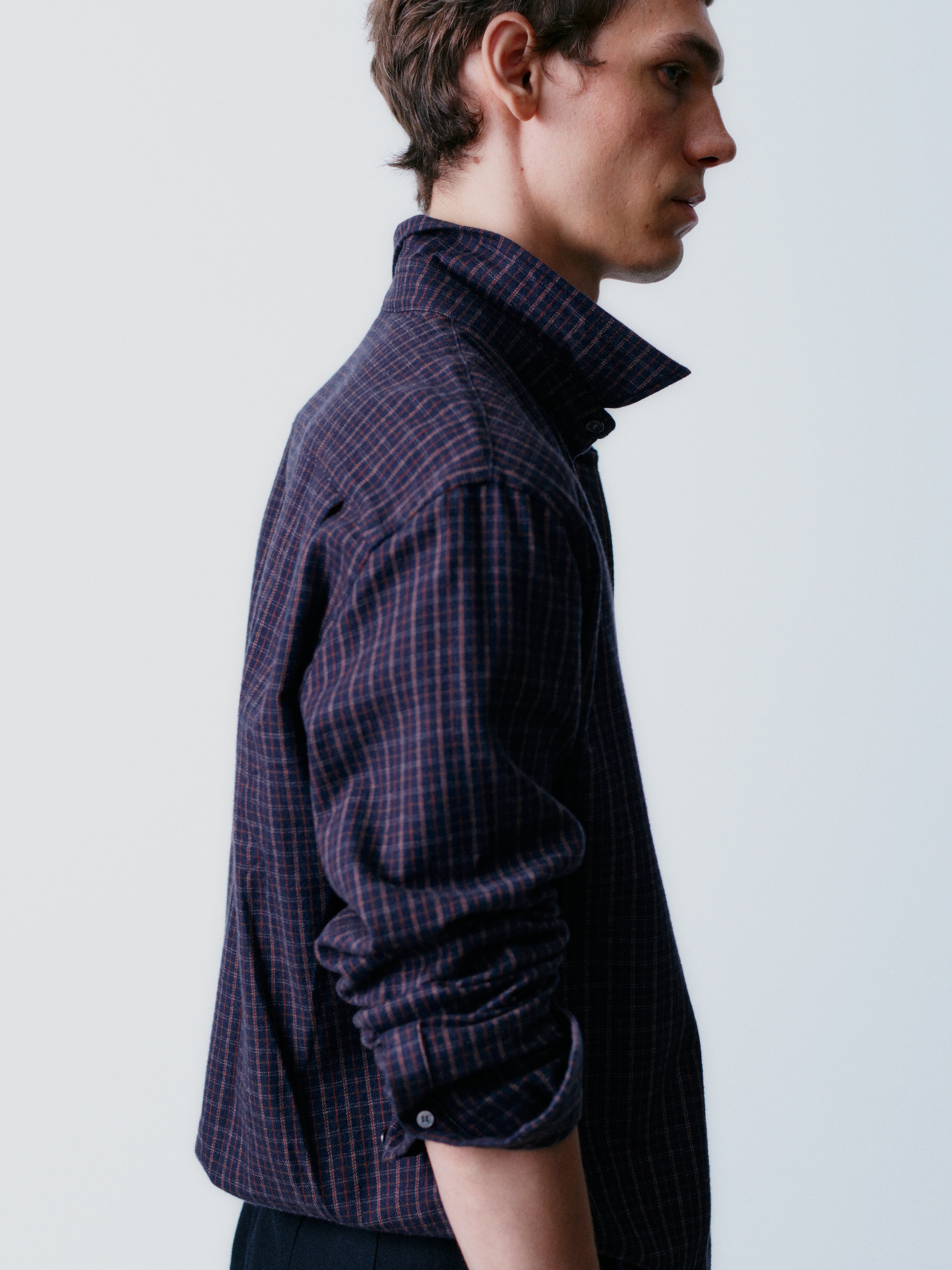 Camisa de franela cepillada - Azul marino oscuro - Corte relajado - men - StillMedia/Environmental - 1