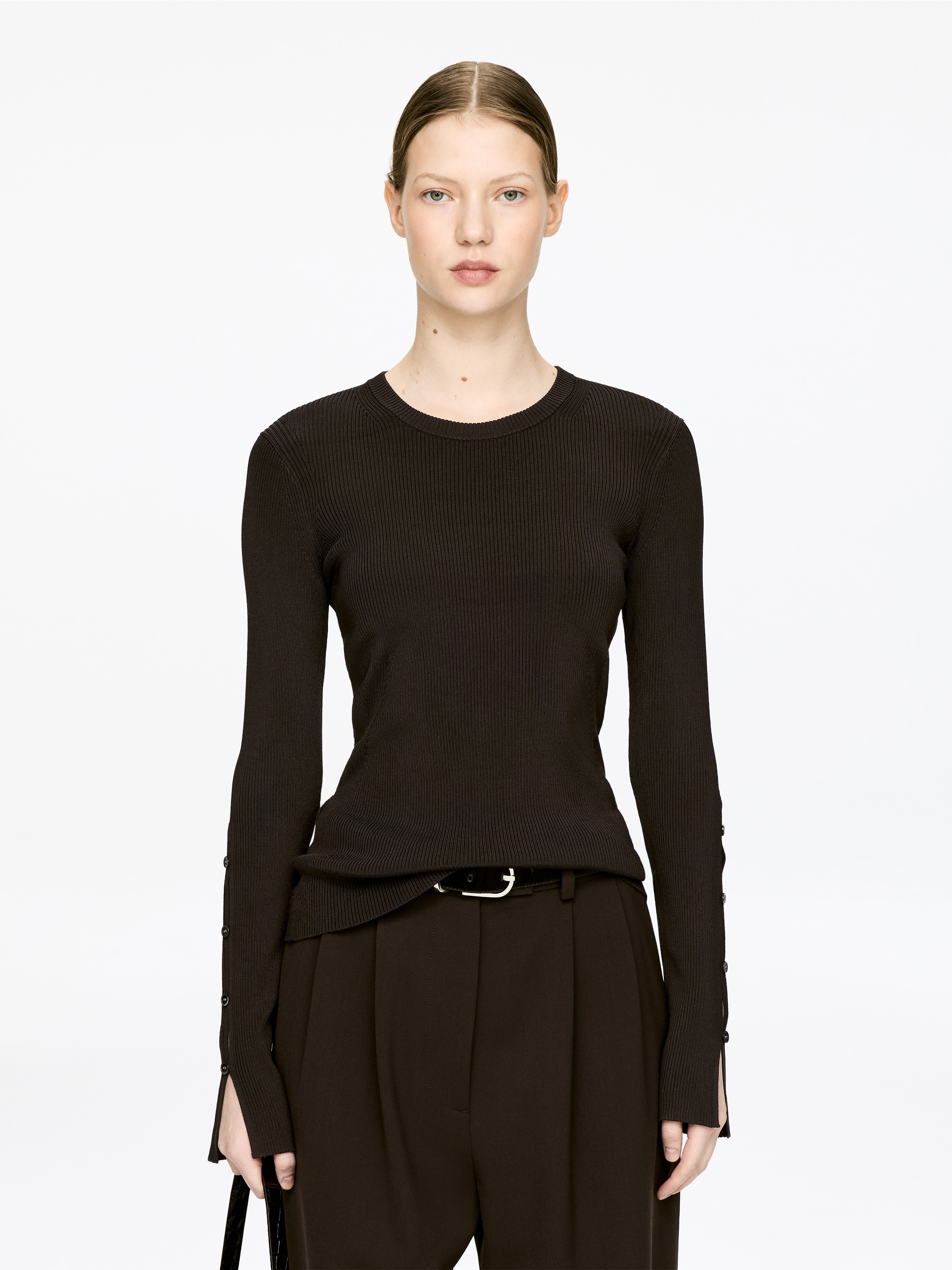 Geripptes Oberteil - Dunkelbraun