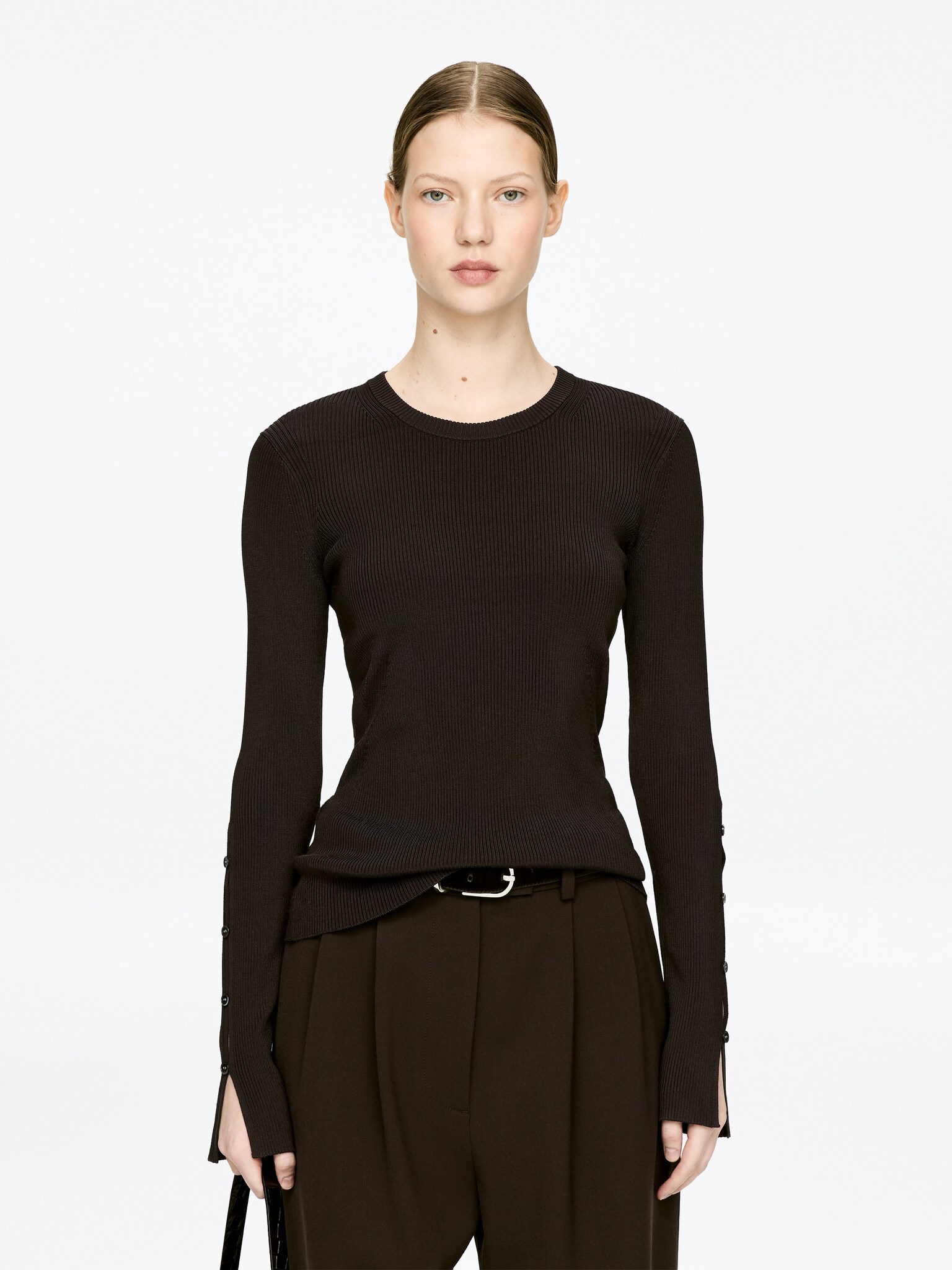 Rib Top - Dark Brown - 1