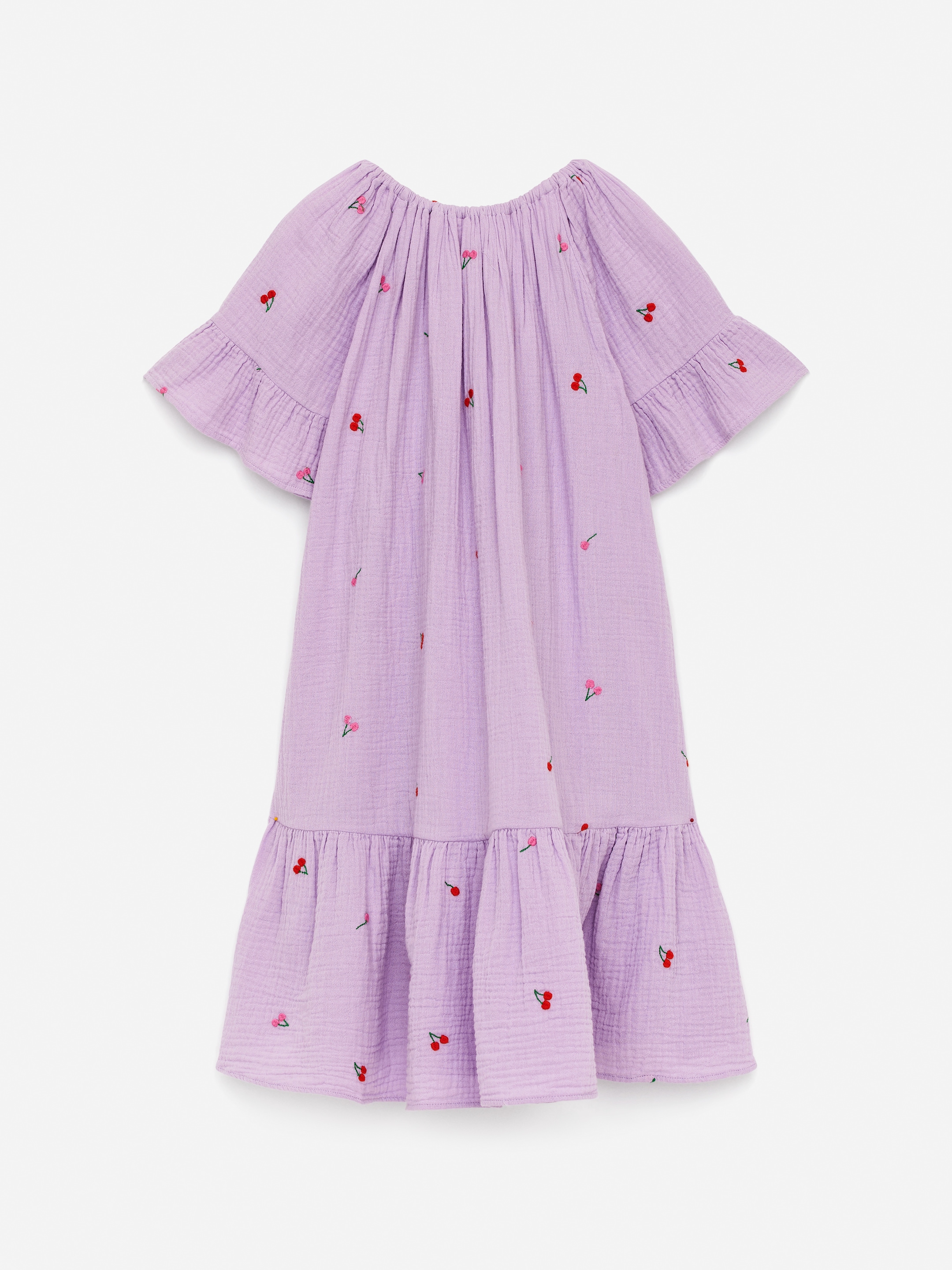 Näytä suurempi kuva: Puuvillamusliinimekko - Liila/kirsikat - Kids | H&M FI 2