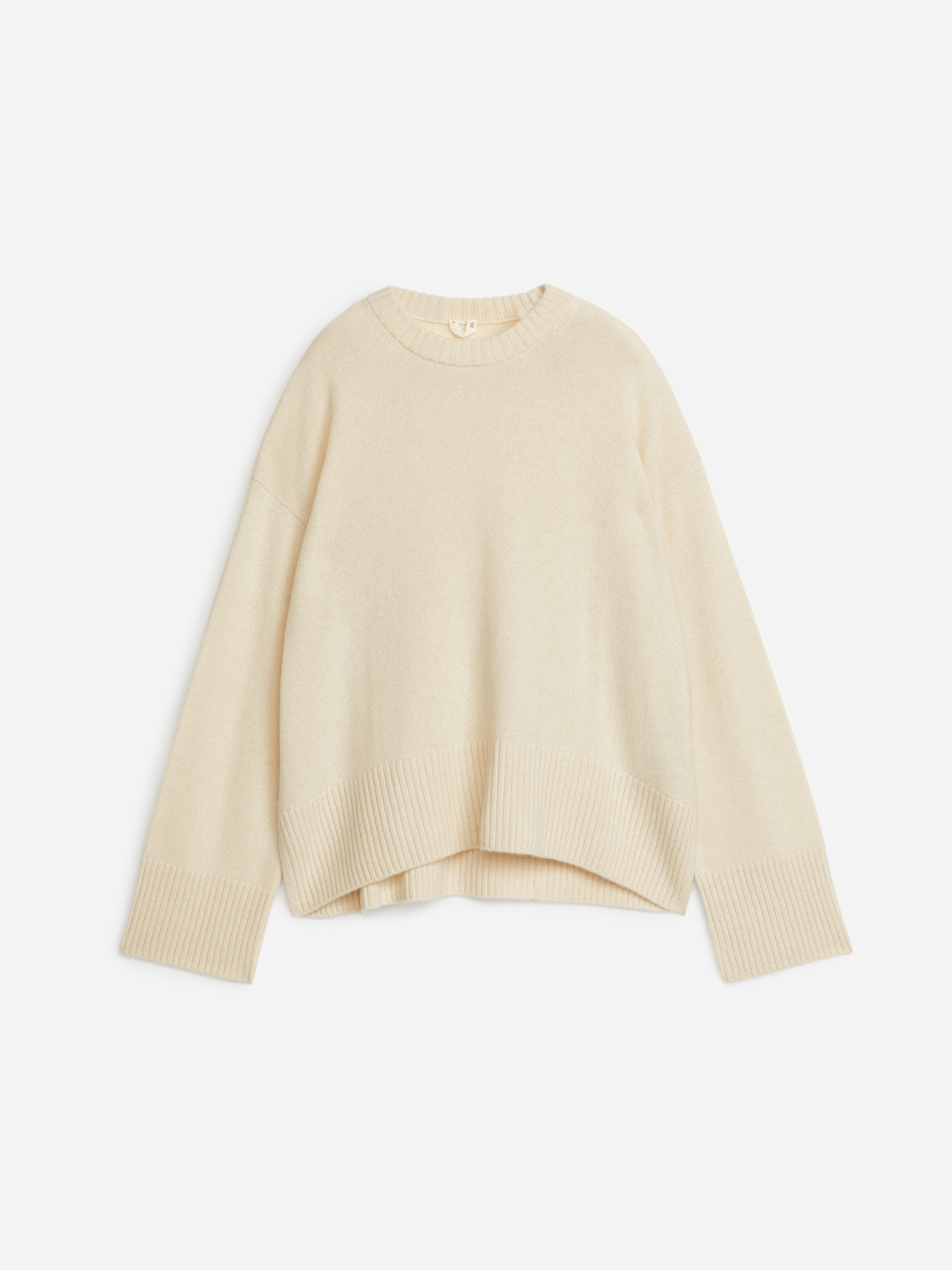 Lässiger Pullover aus Kaschmir und Wolle - Beige/Schwarz