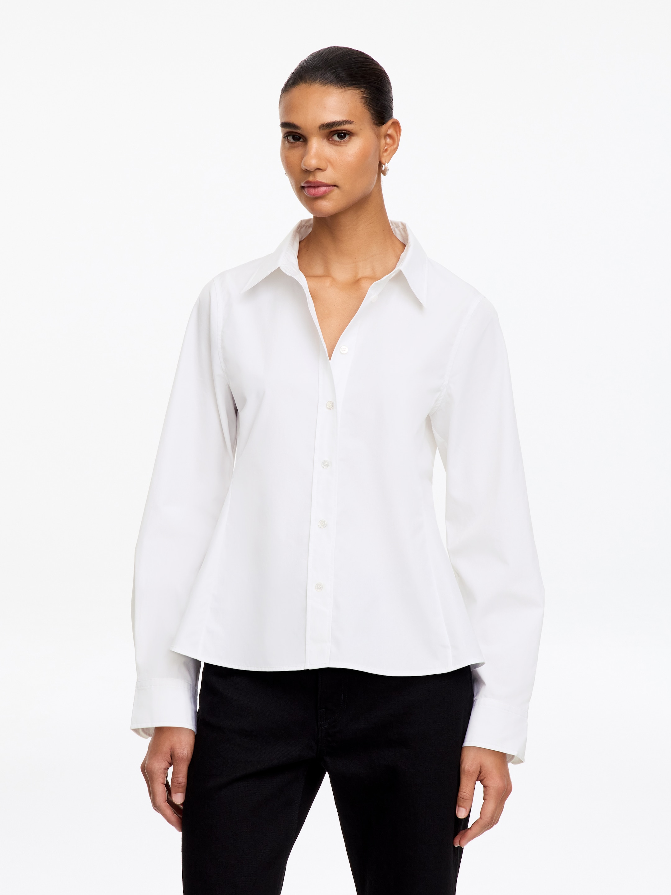 Fitted Cotton Poplin Shirt-#FFFFFF-19890