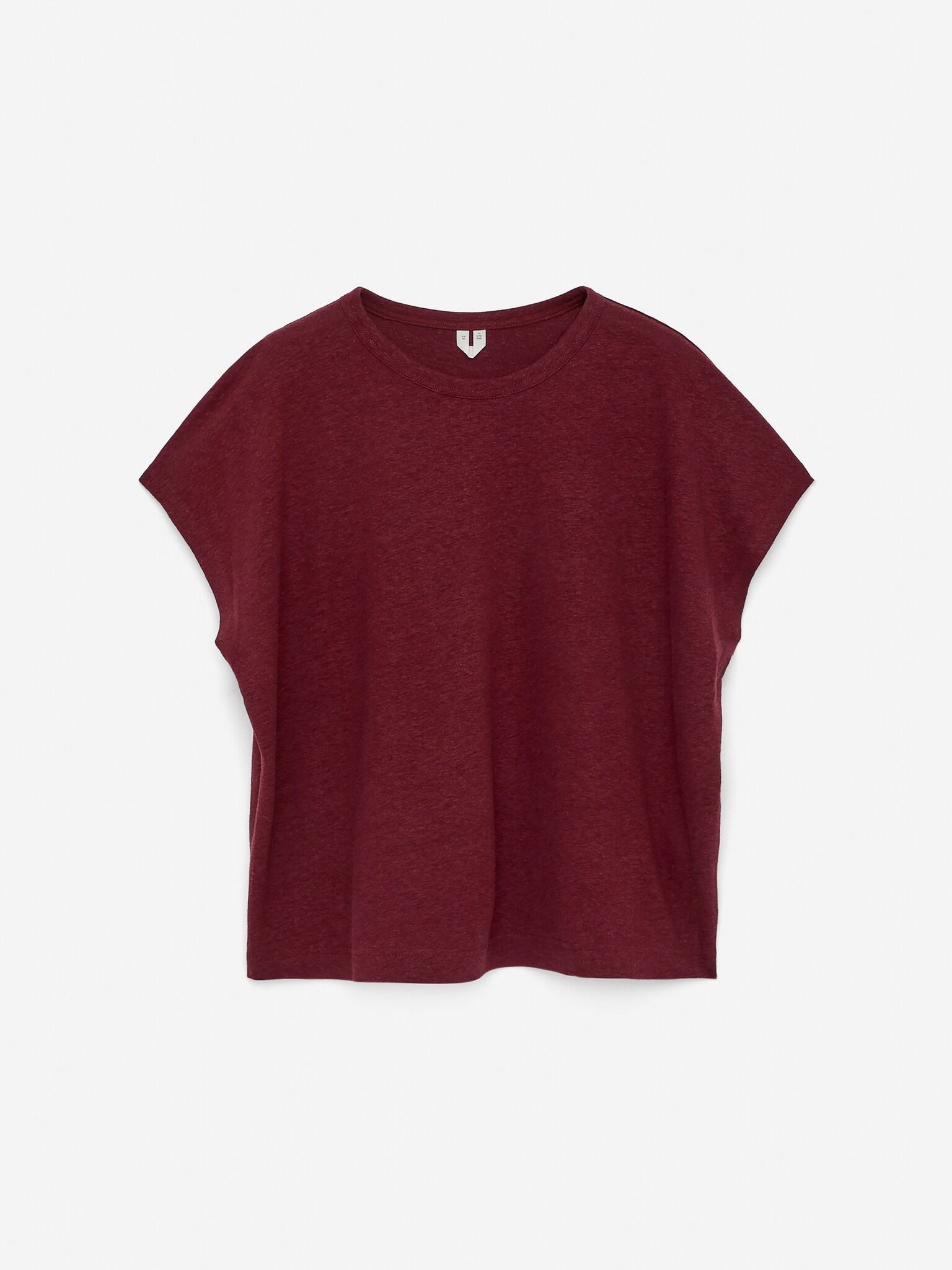 T-shirt in misto lino - Bordeaux/Bianco - 2