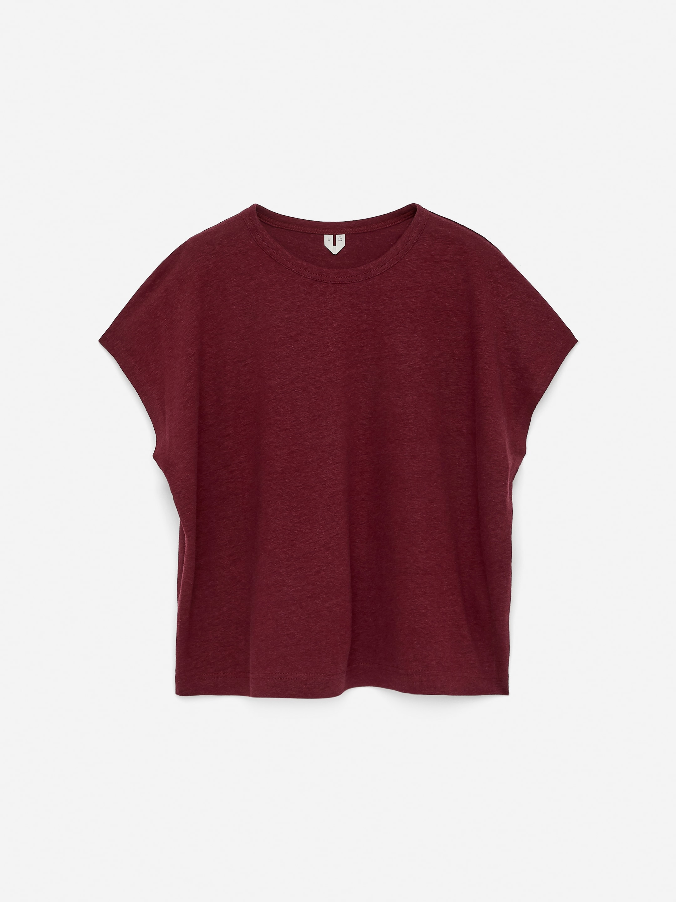 Linen-Blend T-Shirt - Burgundy - Slim fit - Women - StillMedia/DescriptiveStillLife - 2