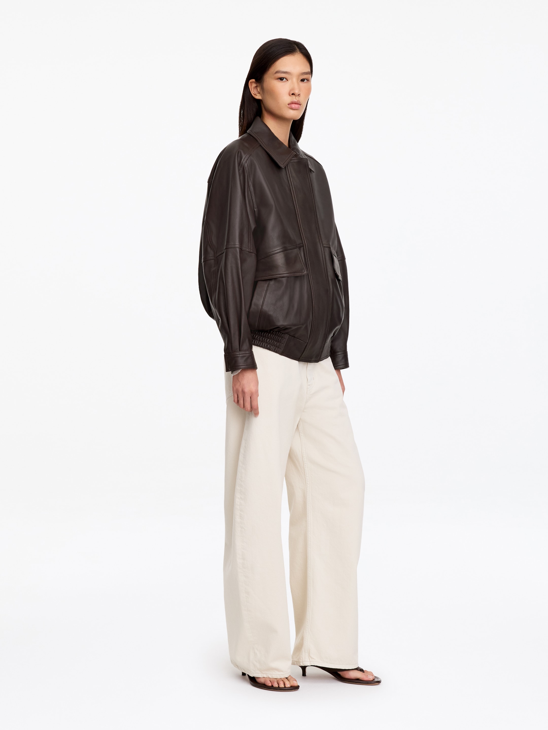 Luźna skórzana kurtka - Brązowy - Fason swobodny - women - StillMedia/Lookbook - 7