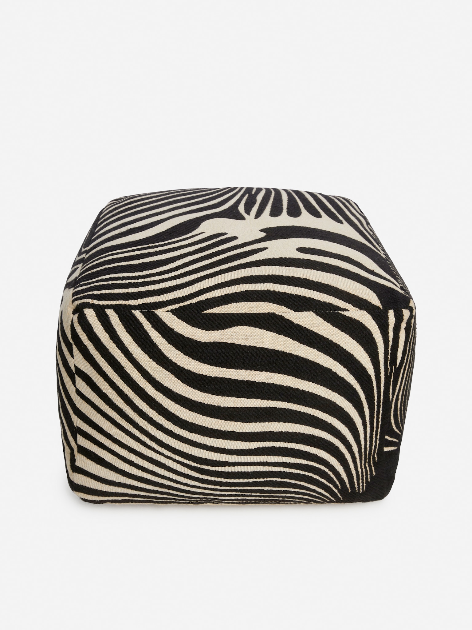 Cotton-Wool Pouffe - Black/Beige - 3