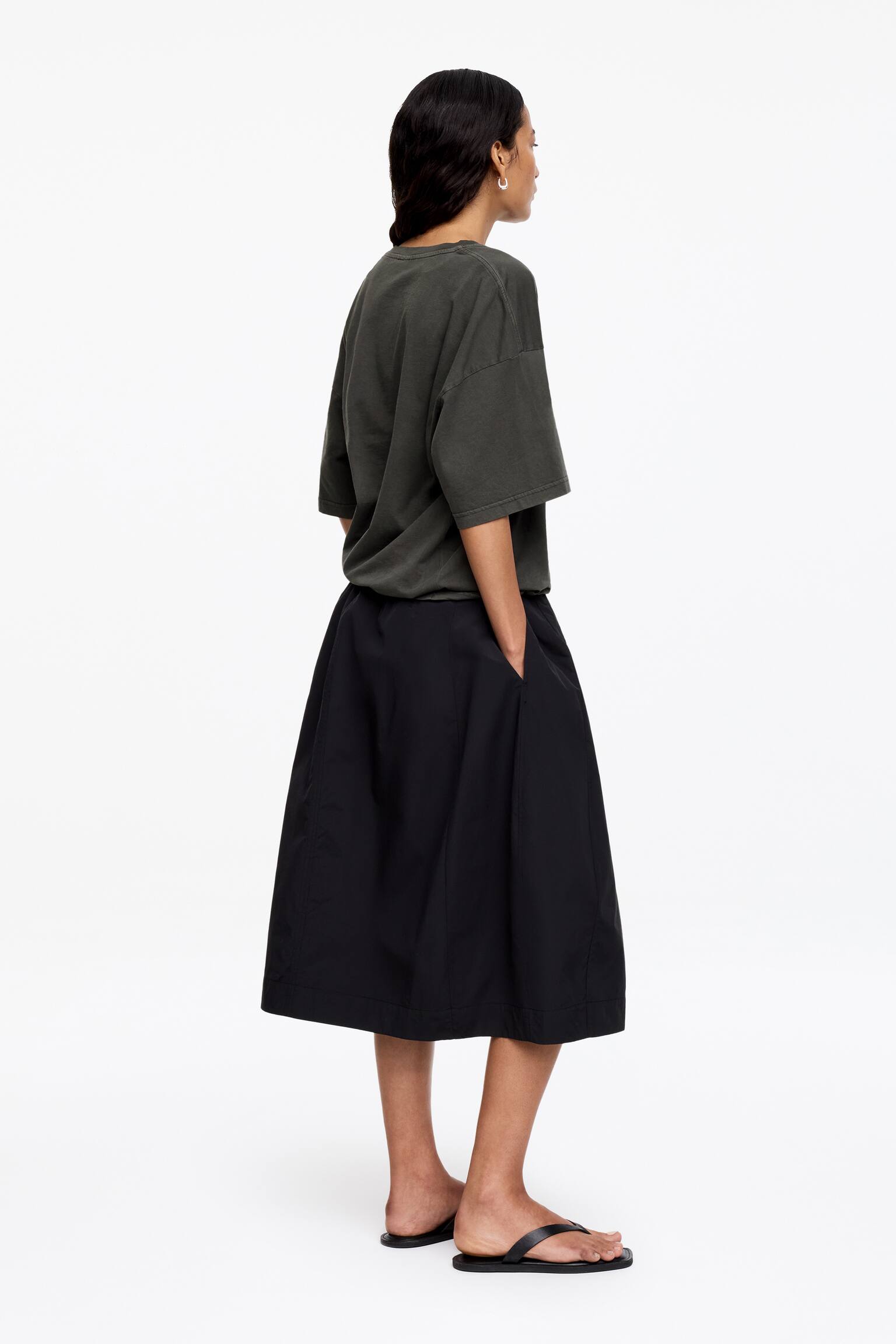 Oversized T-shirt - Gewassen zwart/Wit/Kakigroen/roze - 3