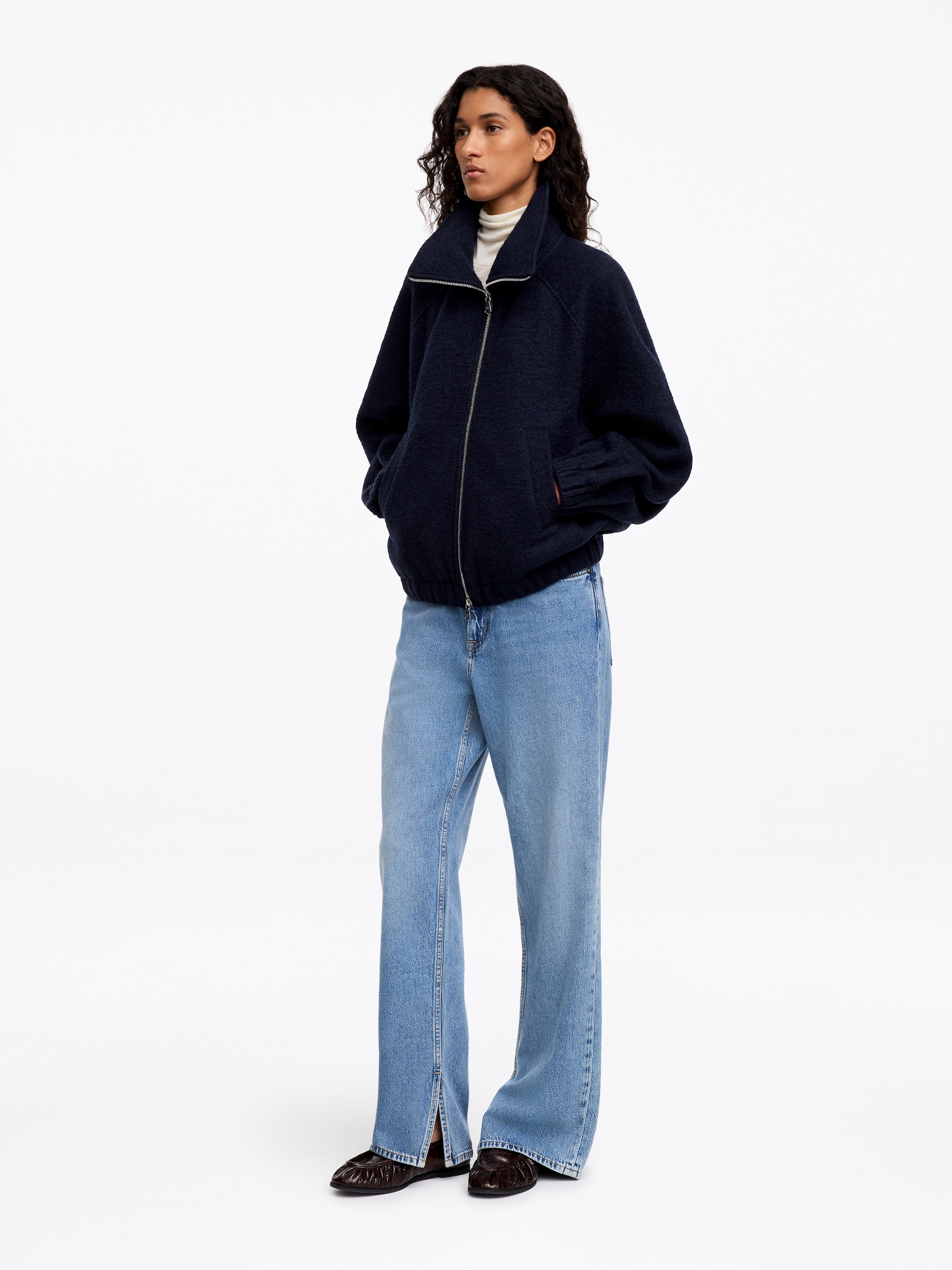 Kurtka z wełną gotowaną - Granatowy - Fason swobodny - women - StillMedia/Lookbook - 4