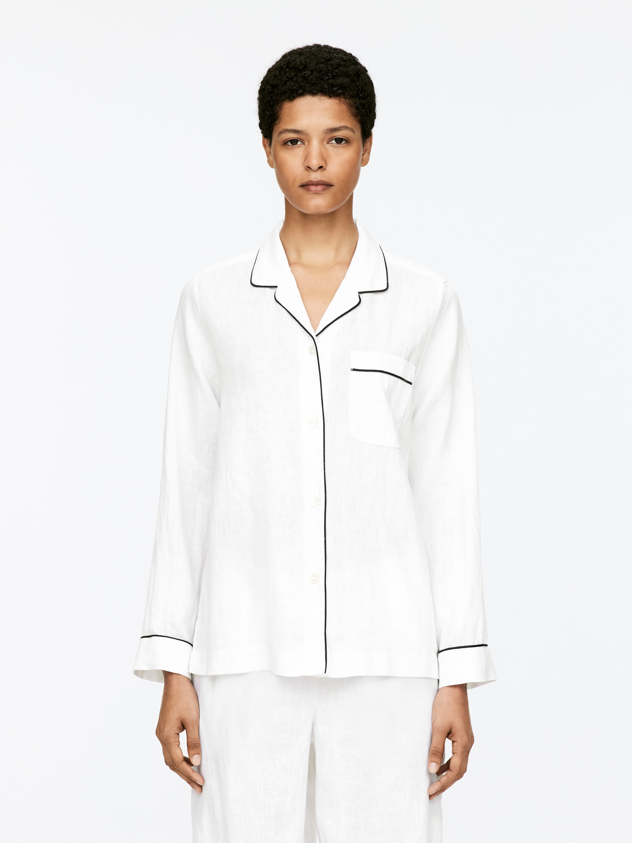 Zobrazit větší obrázek: Lněná pyžamová košile - White - ŽENY | H&M CZ 1
