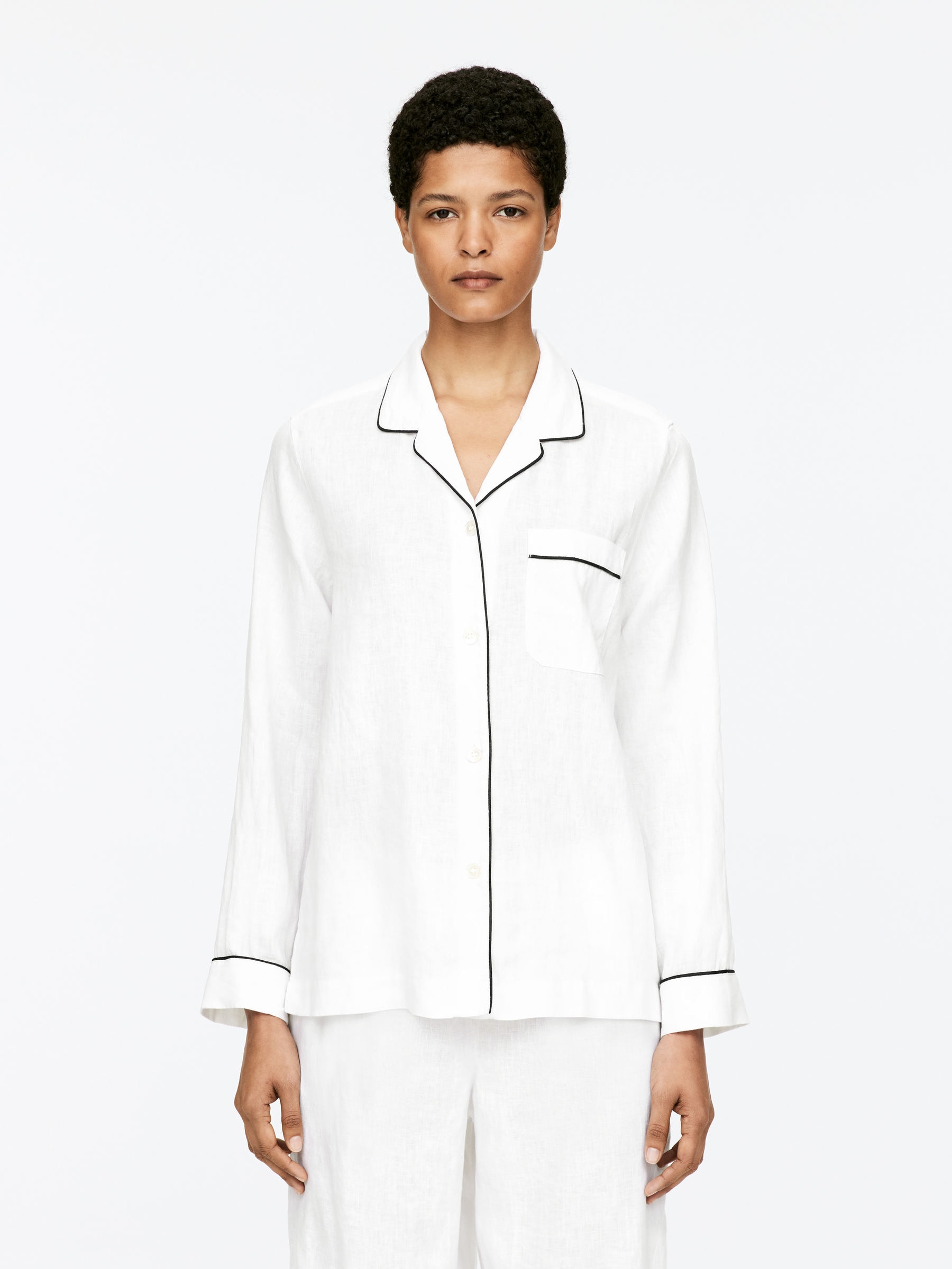 Linen Pyjama Shirt - White - Regular fit - Women - StillMedia/Lookbook - 7