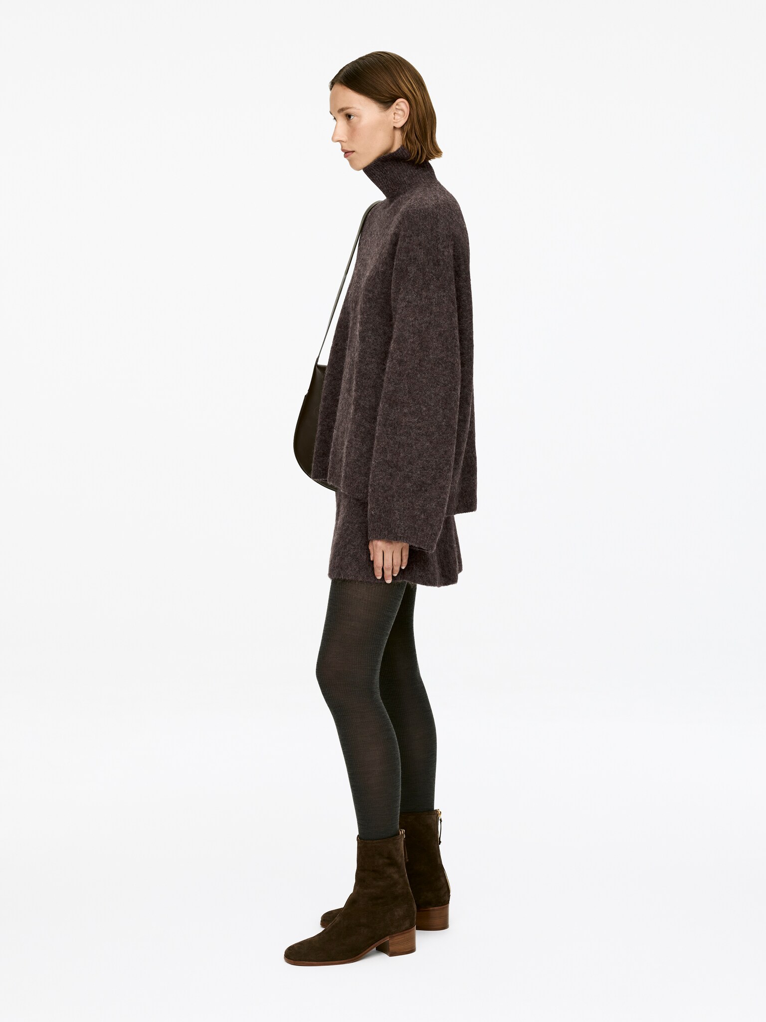 Maglione a collo alto - Marrone/Verde scuro - 3