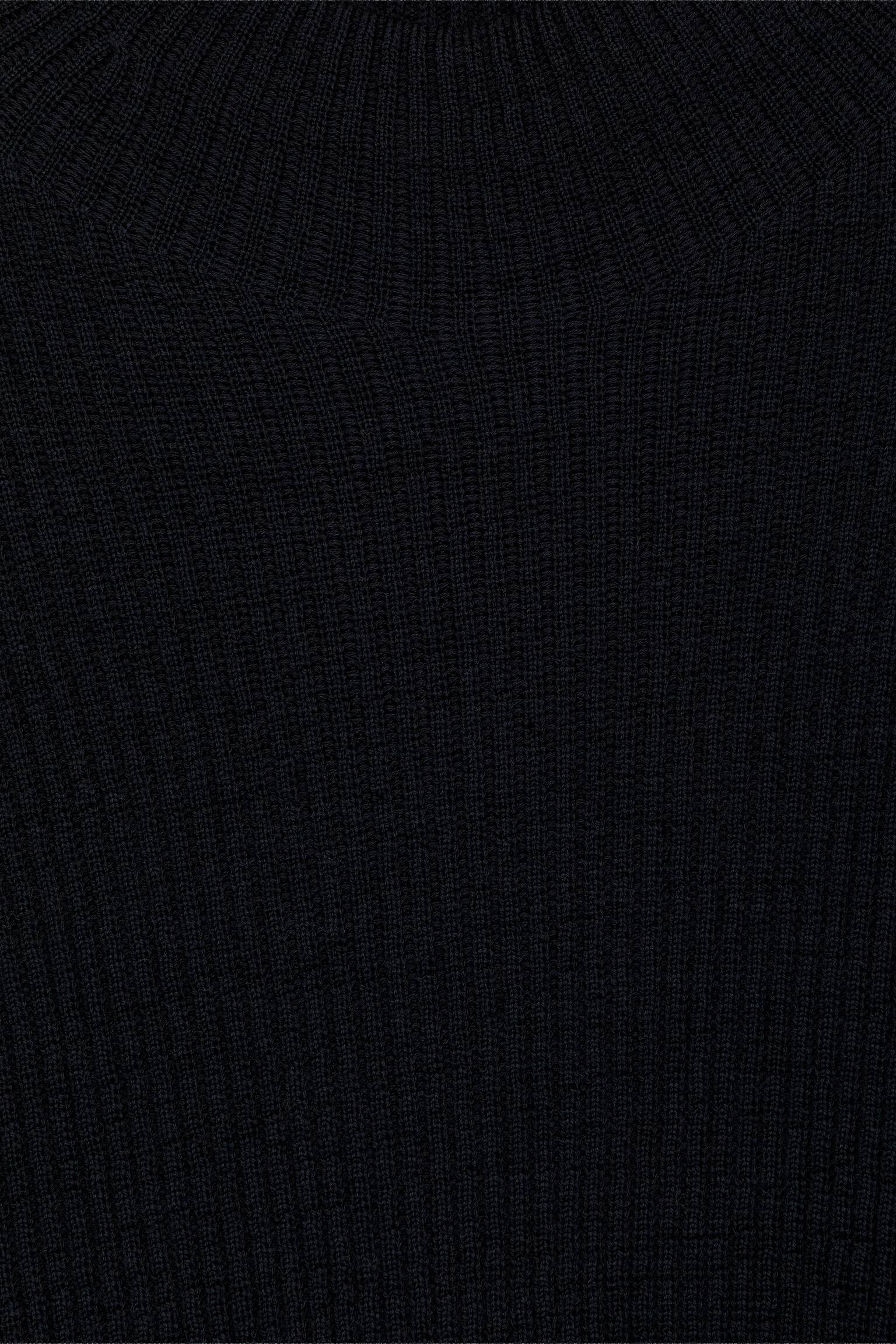 Trui van wol en katoen met trechterhals - Donkerblauw - 3