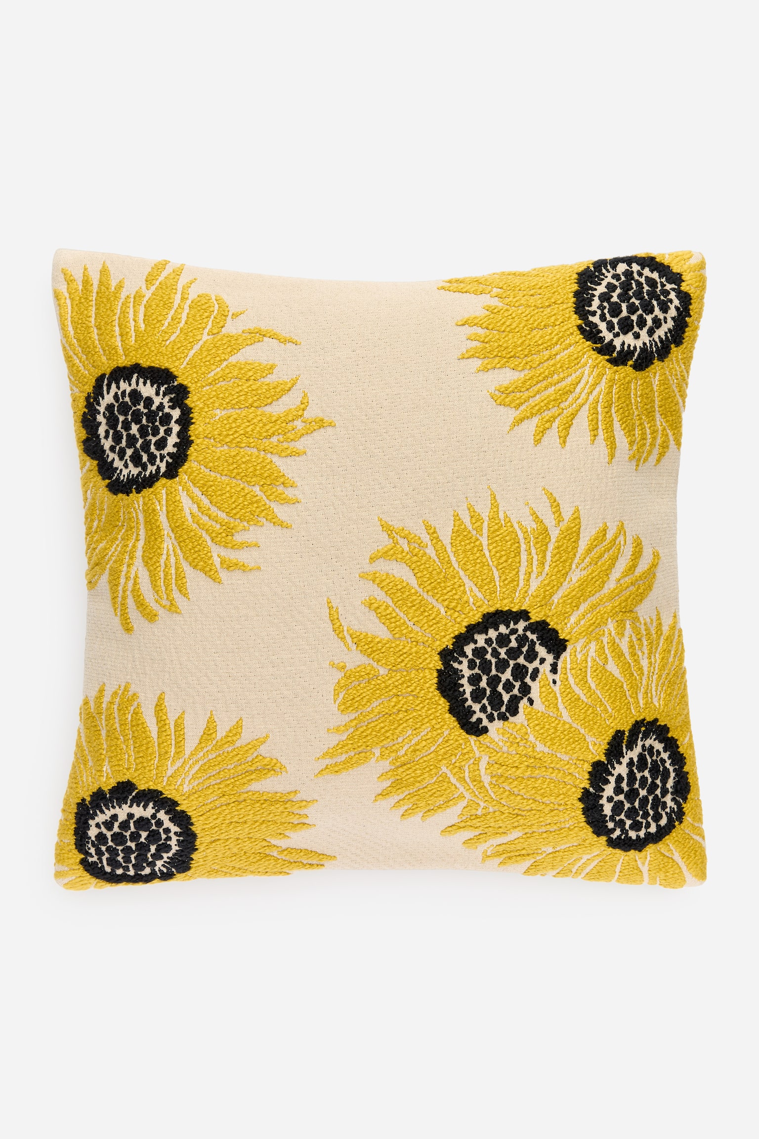 Housse de coussin brodée 50x50 cm - Beige/Jaune - 2