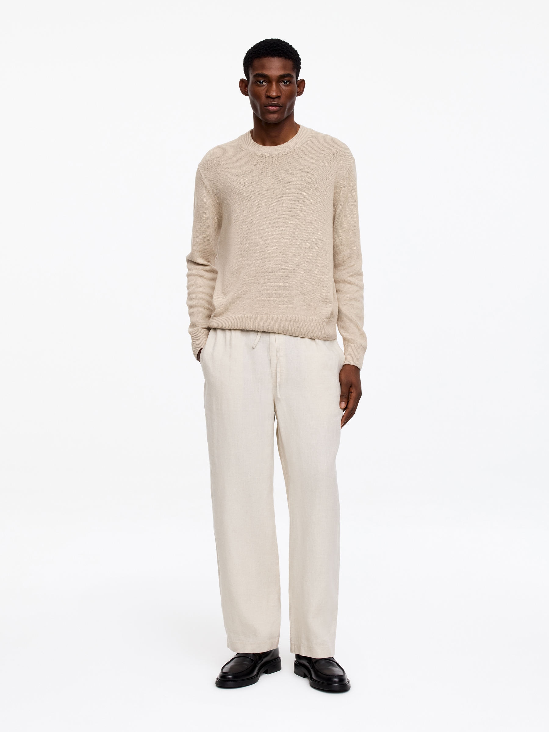 Relaxed Linen Trousers-#A09580-18683