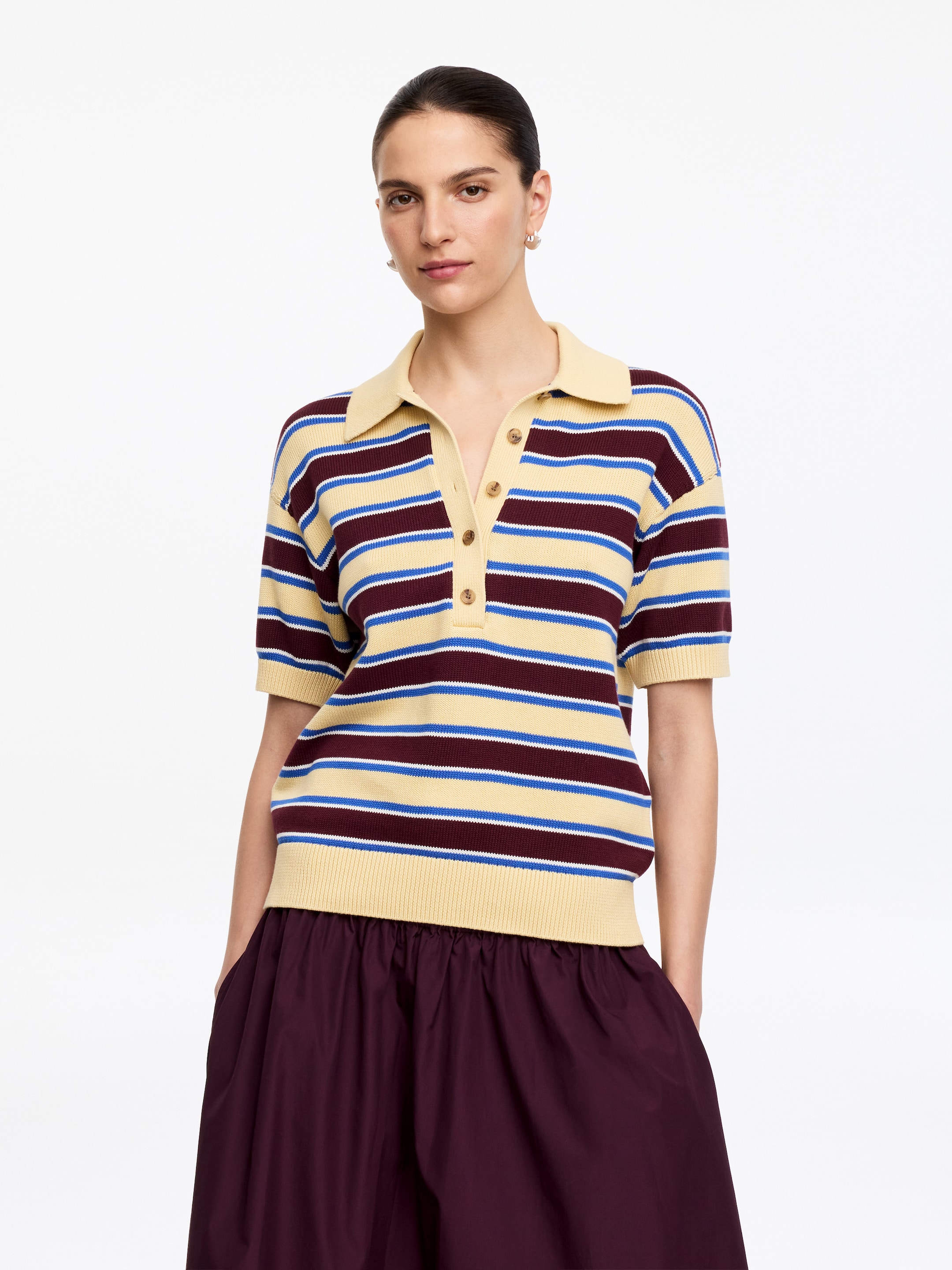 Short-Sleeve Cotton Polo Shirt-#D2C594-19629