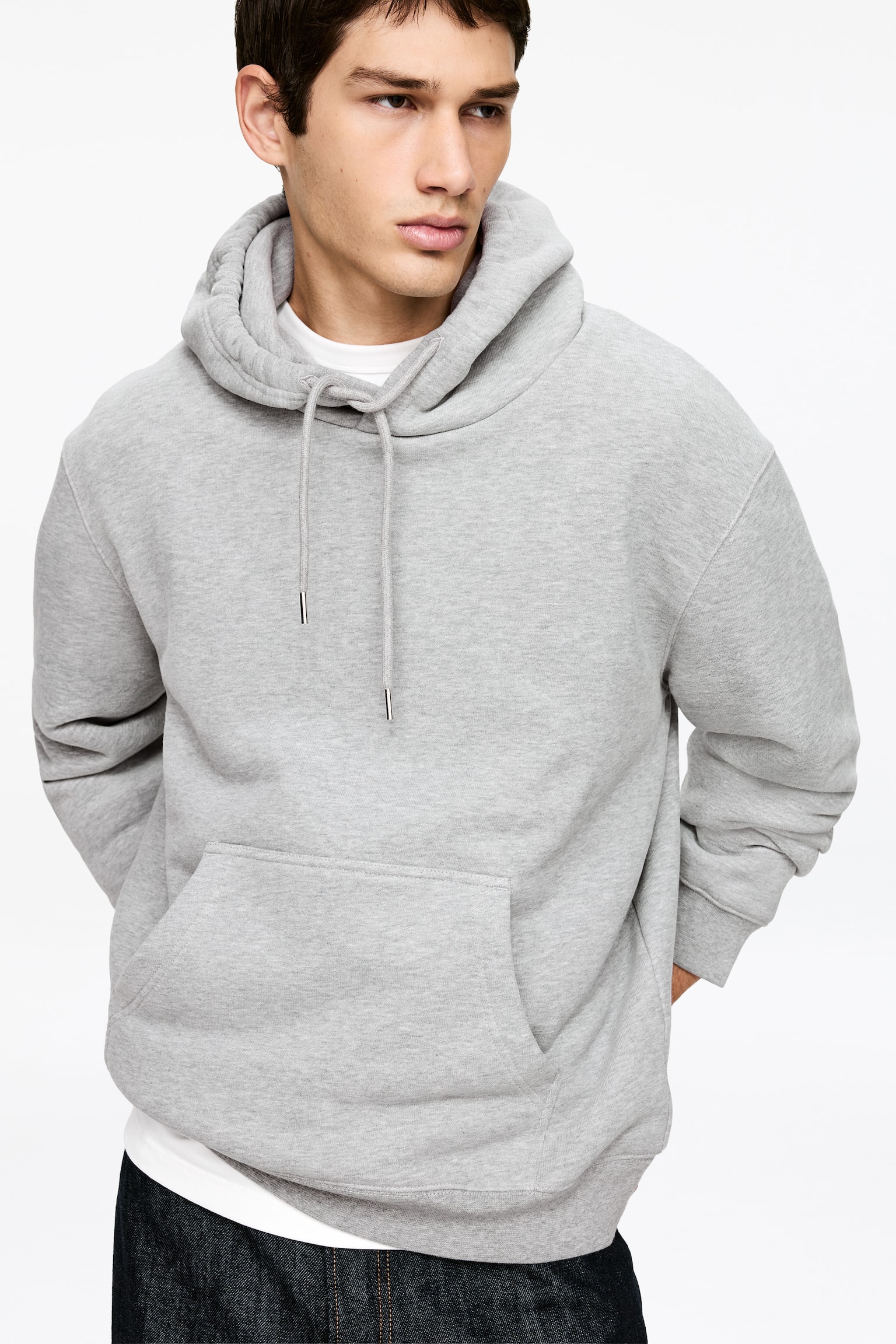 Sweat à capuche - Gris chiné/Bleu foncé/Rouge - 5