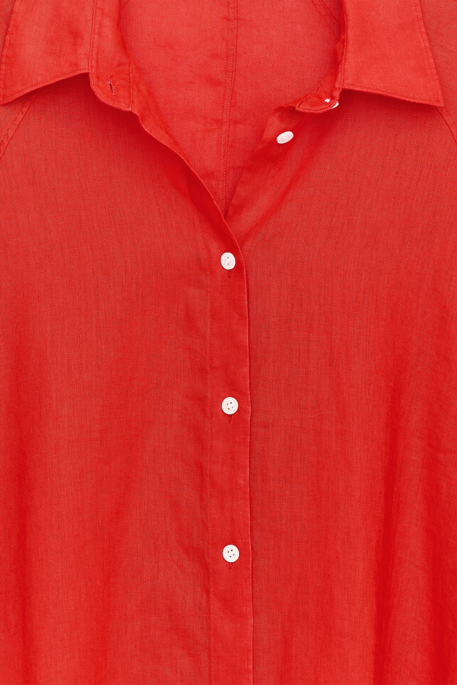 Linneskjorta med lös passform - Röd/Vit - 5