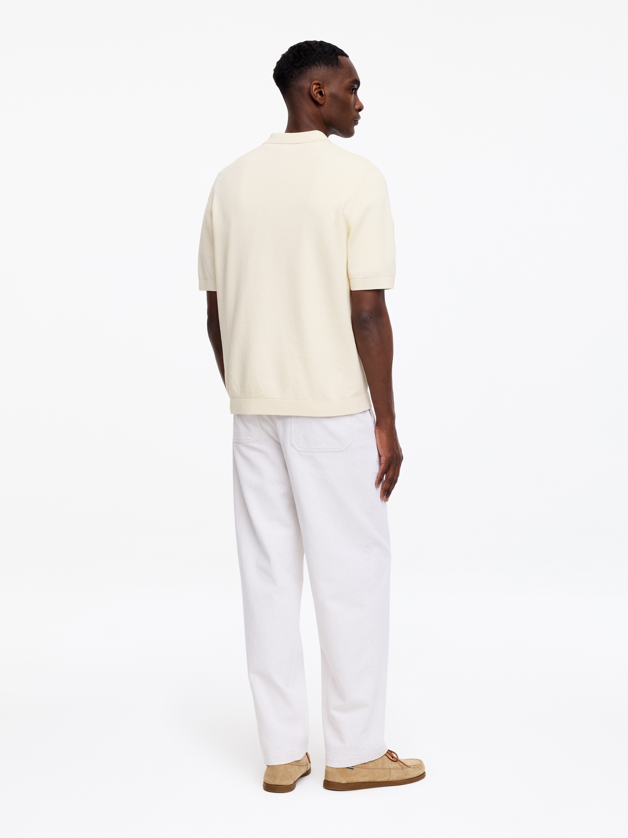 Polo shirt med textur - Off-white - Regular fit - Men - StillMedia/Lookbook - 4